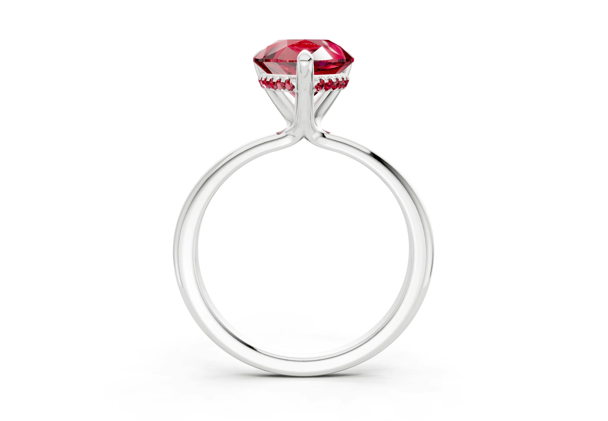 Marlowe Ruby Gemstone Solitaire Pear Cut 1.6mm Engagement Ring - Image 8
