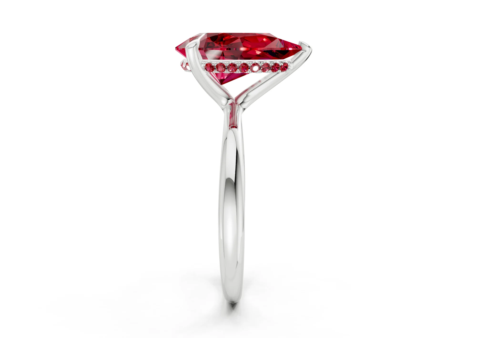 Marlowe Ruby Gemstone Solitaire Pear Cut 1.6mm Engagement Ring - Image 9