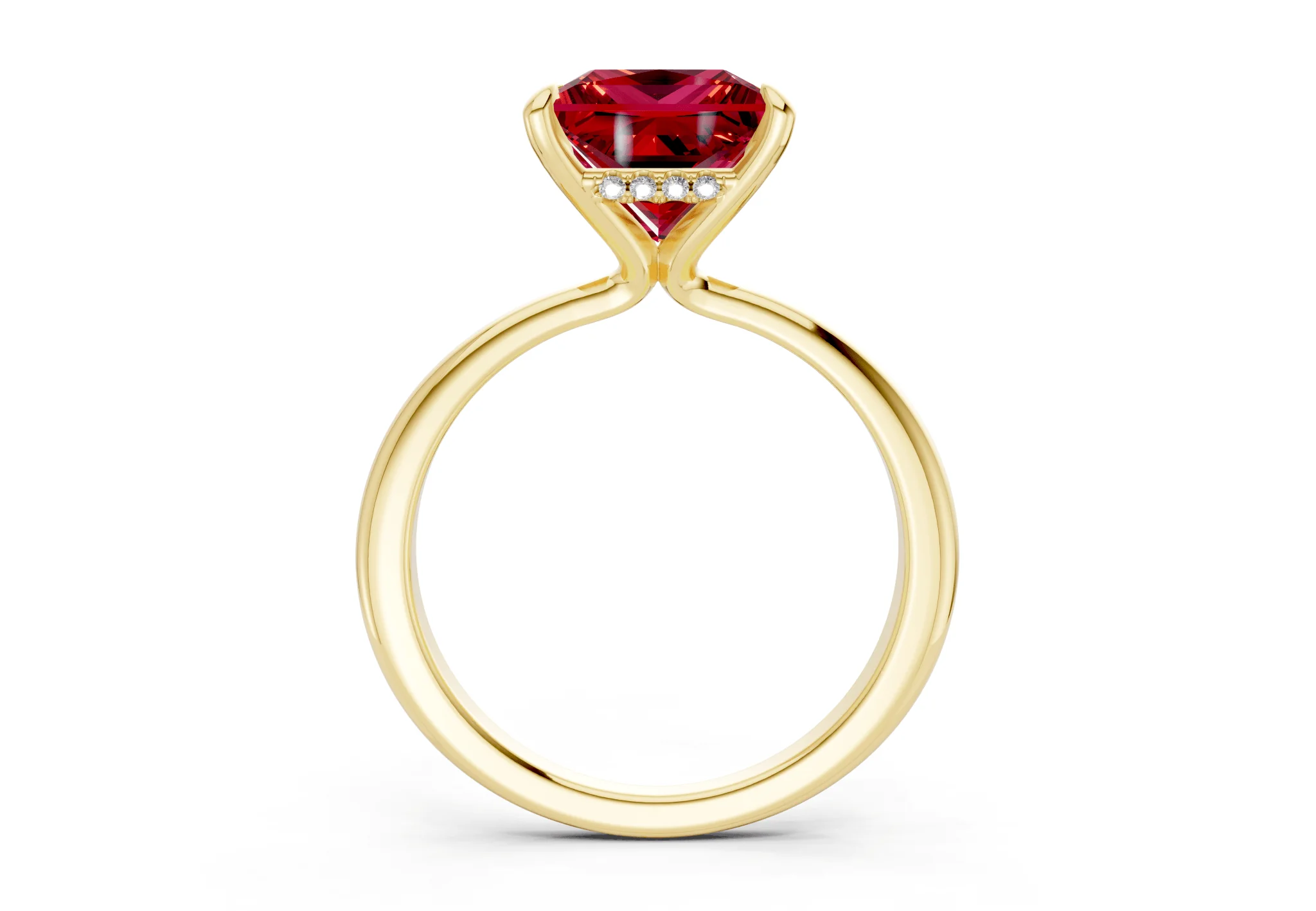 Marlowe Ruby Gemstone Solitaire Princess Cut 1.6mm Engagement Ring - Image 2