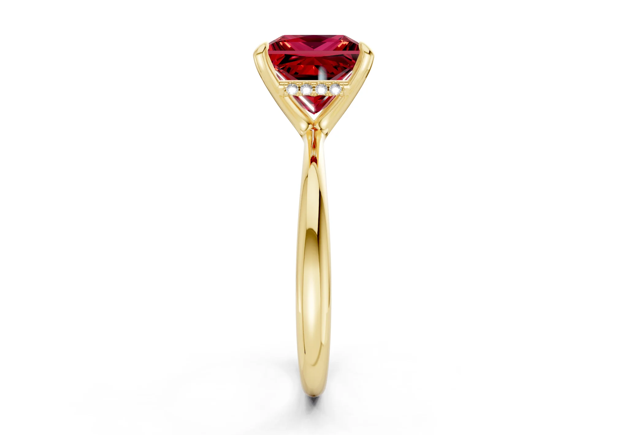 Marlowe Ruby Gemstone Solitaire Princess Cut 1.6mm Engagement Ring - Image 3