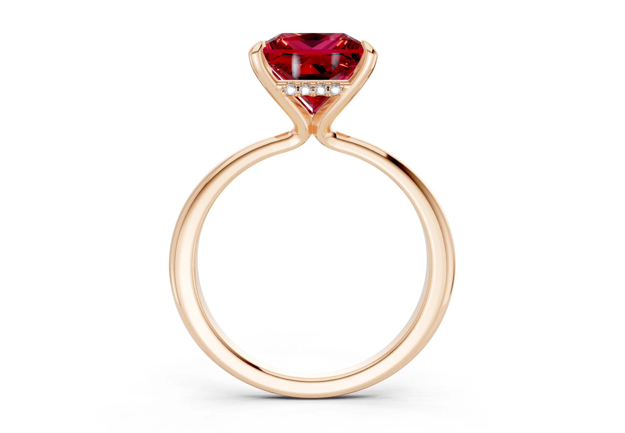Marlowe Ruby Gemstone Solitaire Princess Cut 1.6mm Engagement Ring - Image 5