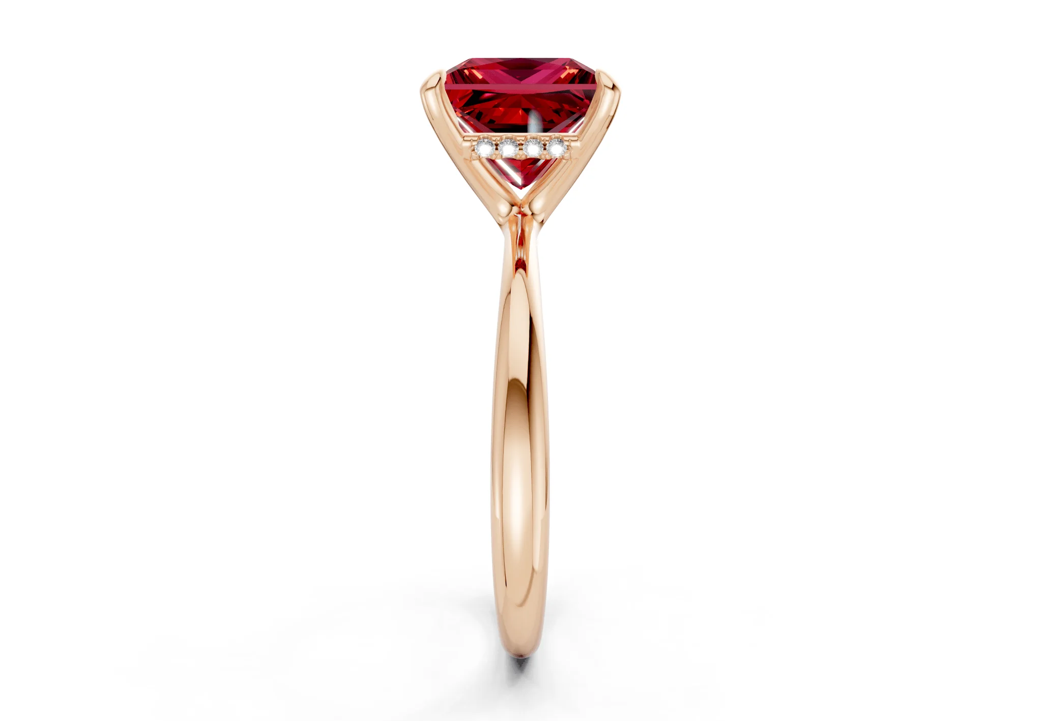 Marlowe Ruby Gemstone Solitaire Princess Cut 1.6mm Engagement Ring - Image 6