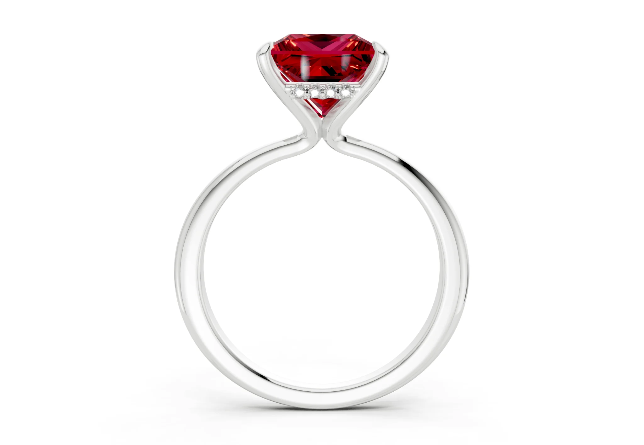Marlowe Ruby Gemstone Solitaire Princess Cut 1.6mm Engagement Ring - Image 8