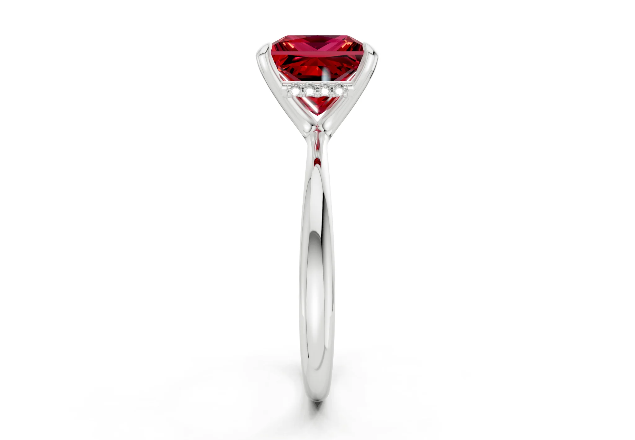 Marlowe Ruby Gemstone Solitaire Princess Cut 1.6mm Engagement Ring - Image 9