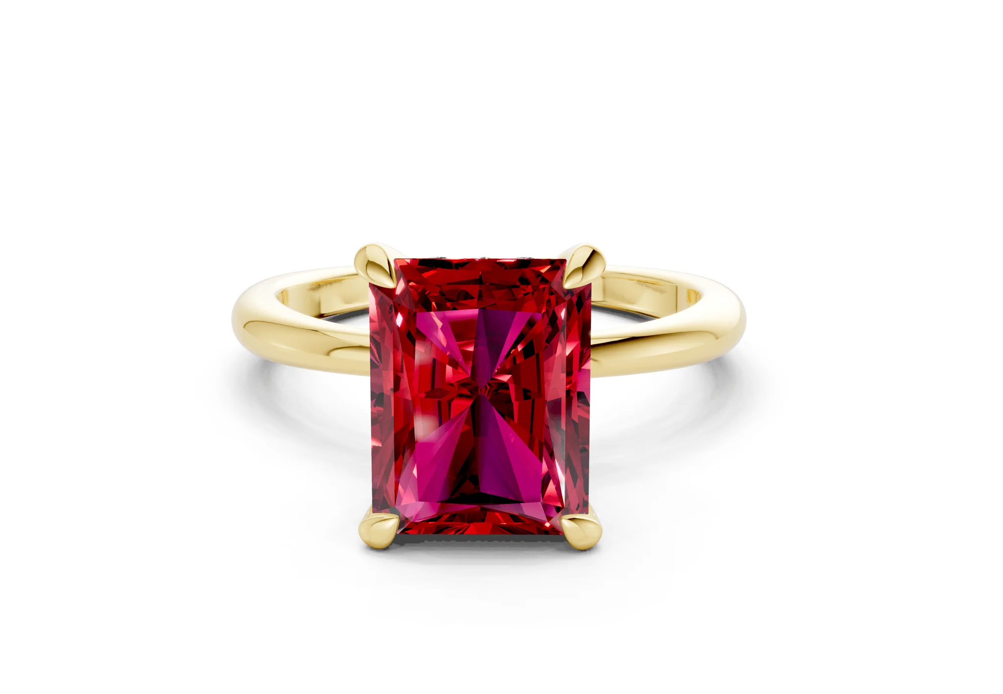 Marlowe Ruby Gemstone Solitaire Radiant Cut 1.6mm Engagement Ring