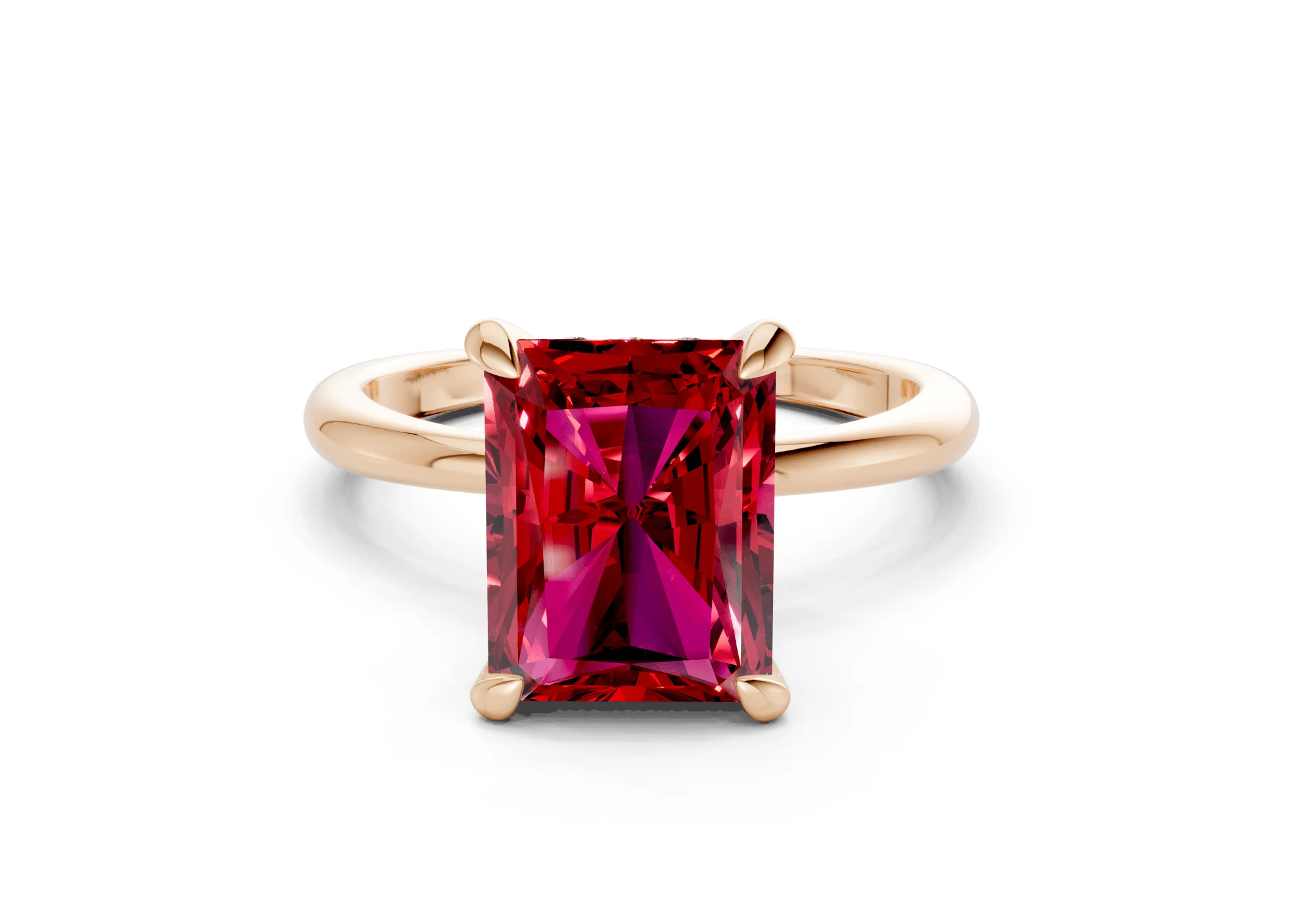 Marlowe Ruby Gemstone Solitaire Radiant Cut 1.6mm Engagement Ring - Image 4