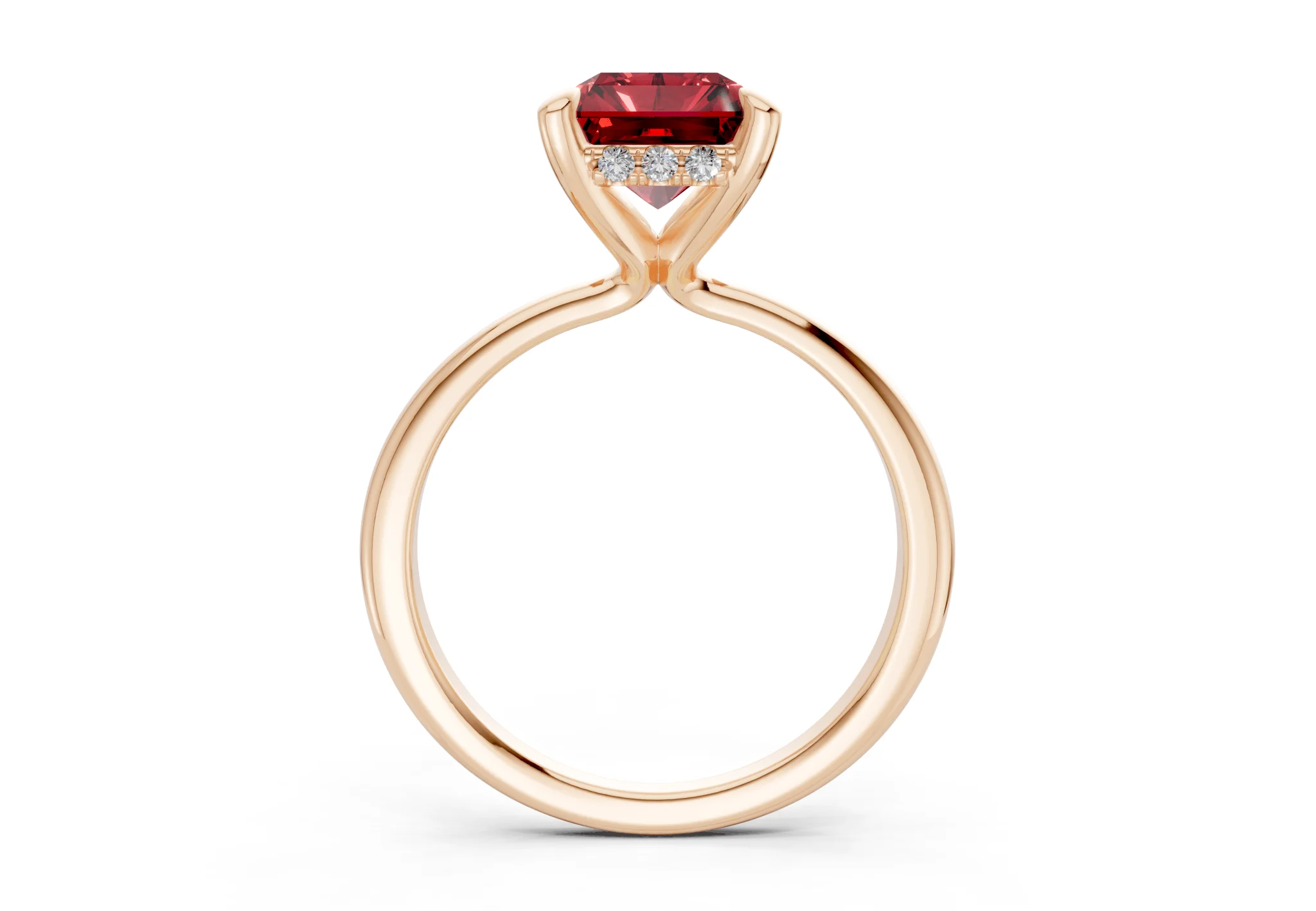 Marlowe Ruby Gemstone Solitaire Radiant Cut 1.6mm Engagement Ring - Image 5
