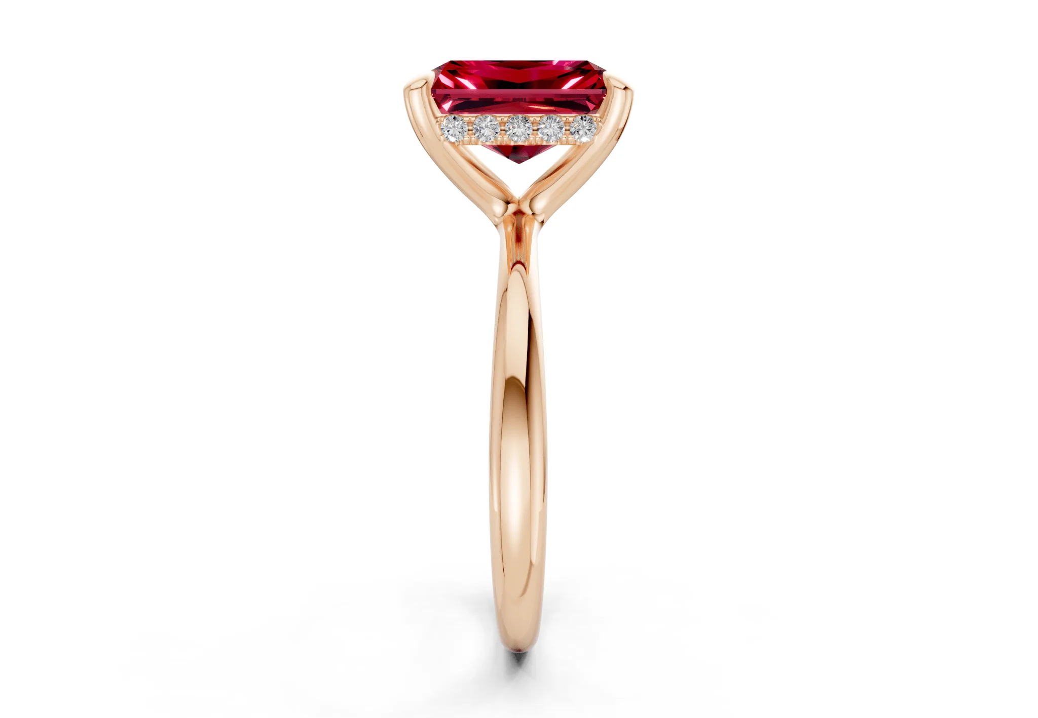 Marlowe Ruby Gemstone Solitaire Radiant Cut 1.6mm Engagement Ring - Image 6