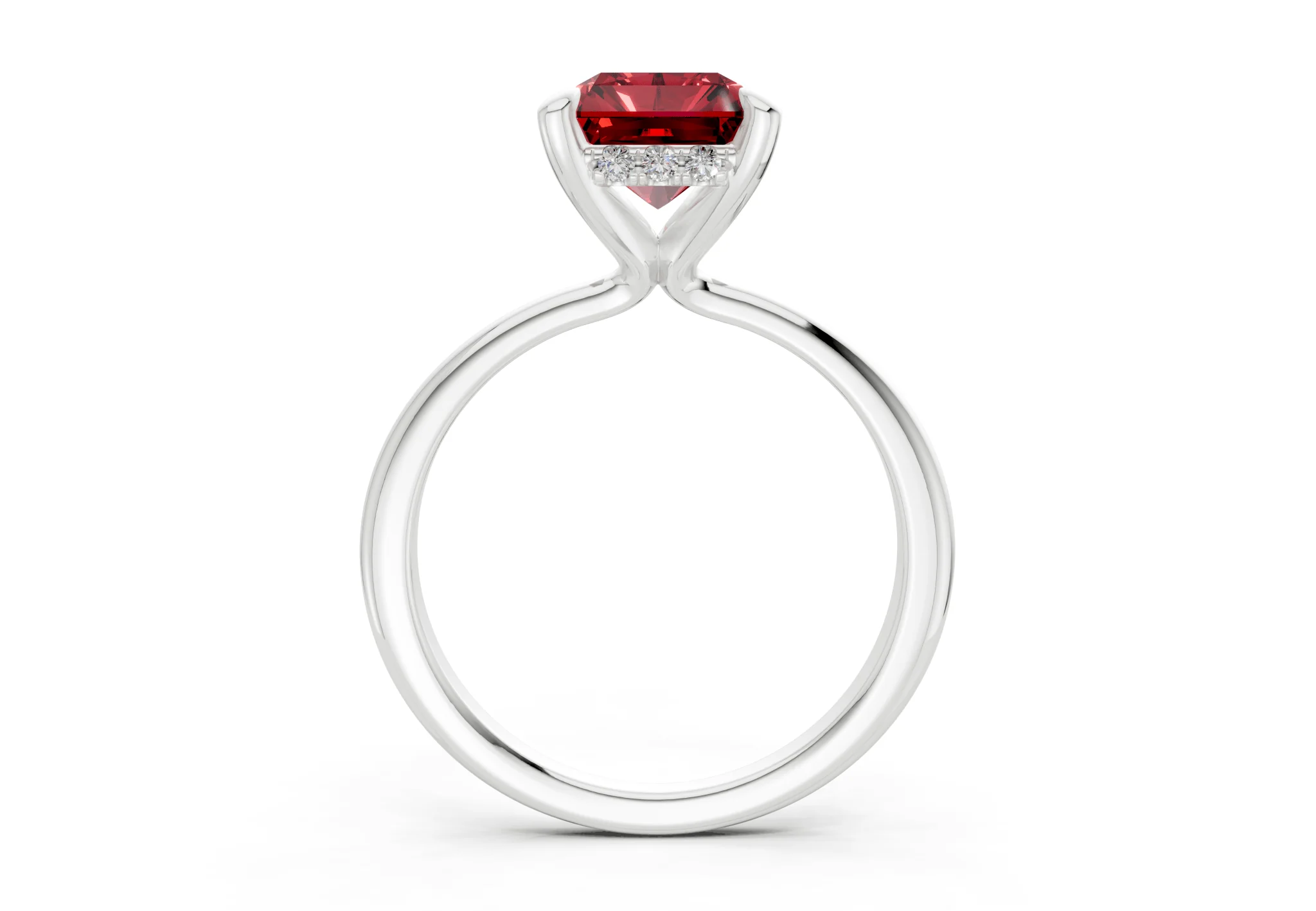 Marlowe Ruby Gemstone Solitaire Radiant Cut 1.6mm Engagement Ring - Image 8
