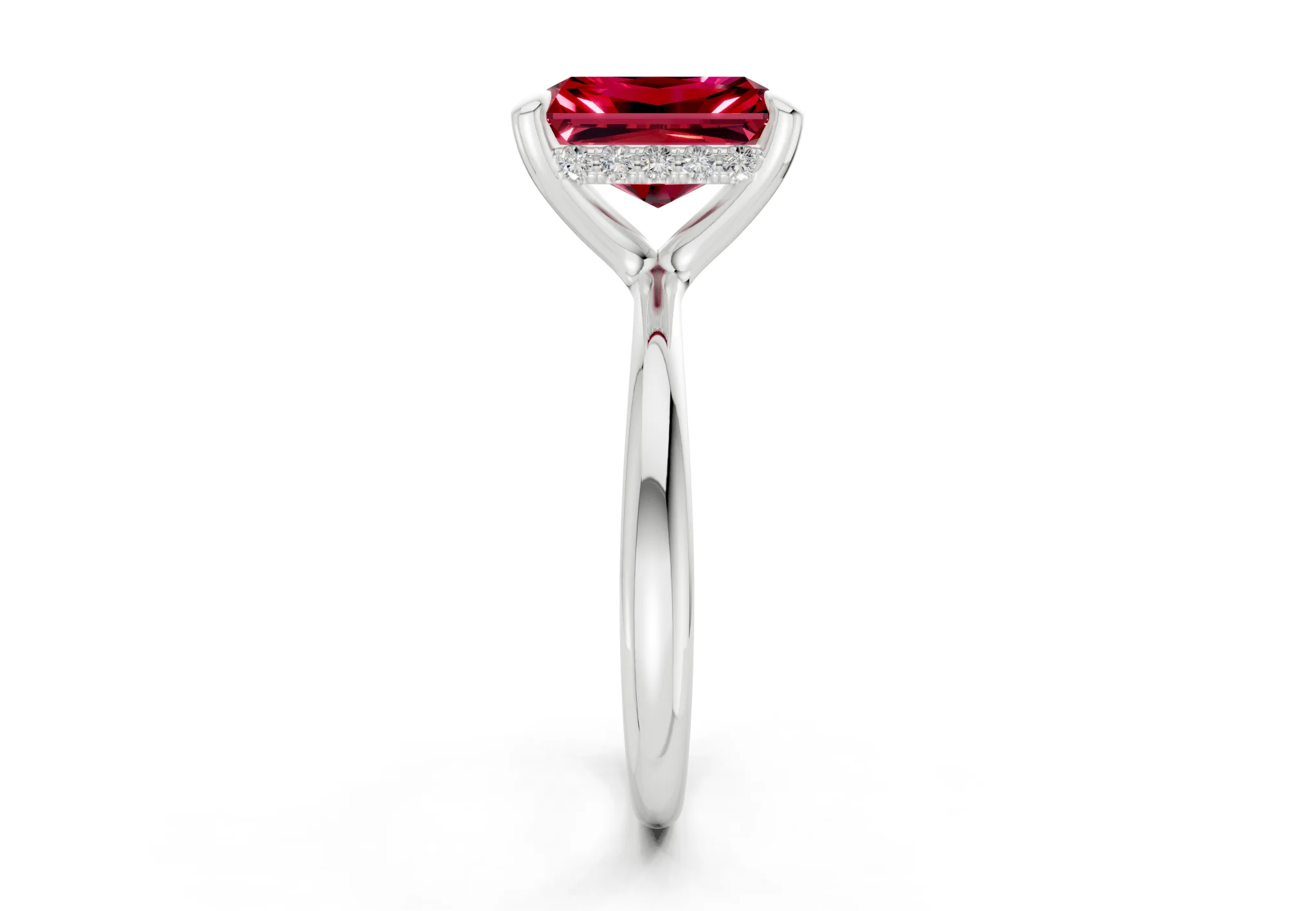Marlowe Ruby Gemstone Solitaire Radiant Cut 1.6mm Engagement Ring - Image 9