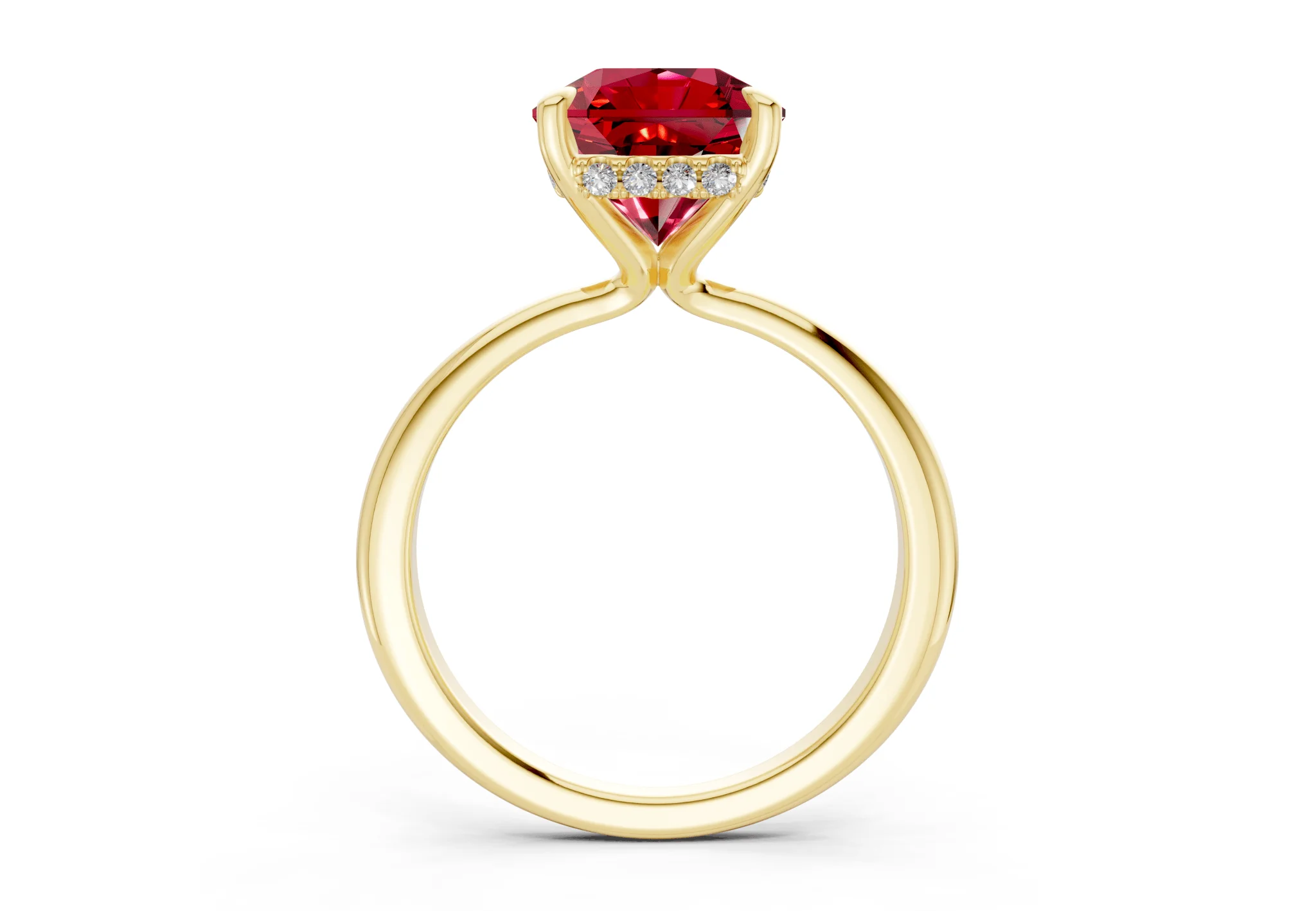 Marlowe Ruby Gemstone Solitaire Radiant Squareuare Cut 1.6mm Engagement Ring - Image 2