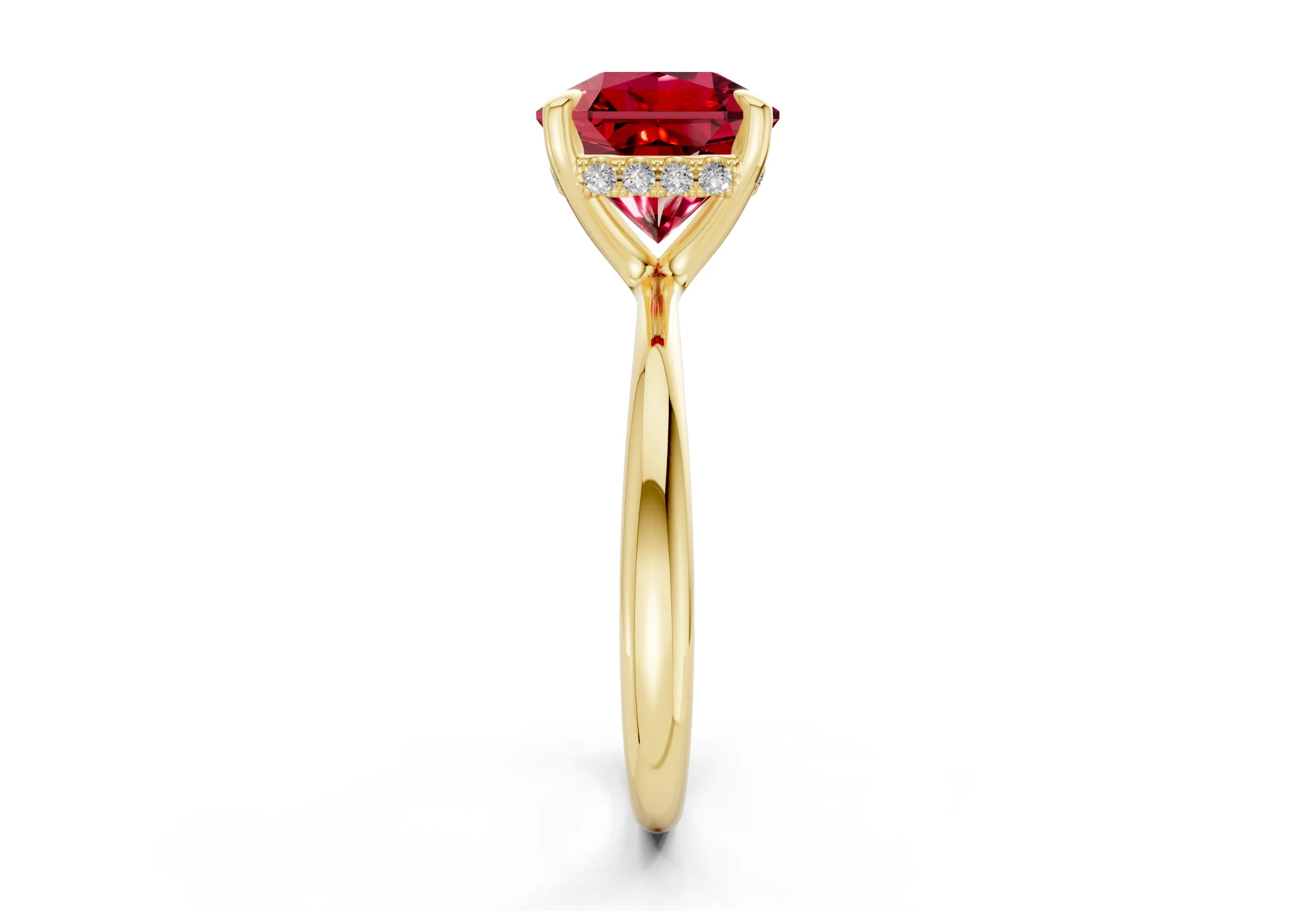 Marlowe Ruby Gemstone Solitaire Radiant Squareuare Cut 1.6mm Engagement Ring - Image 3