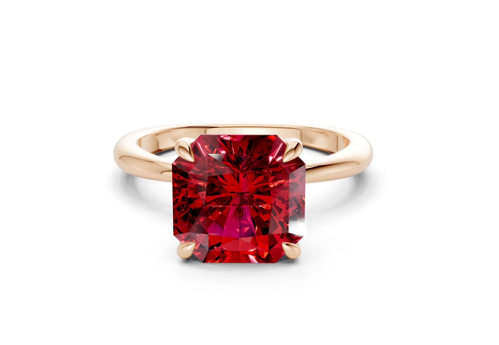 Marlowe Ruby Gemstone Solitaire Radiant Squareuare Cut 1.6mm Engagement Ring - Image 4