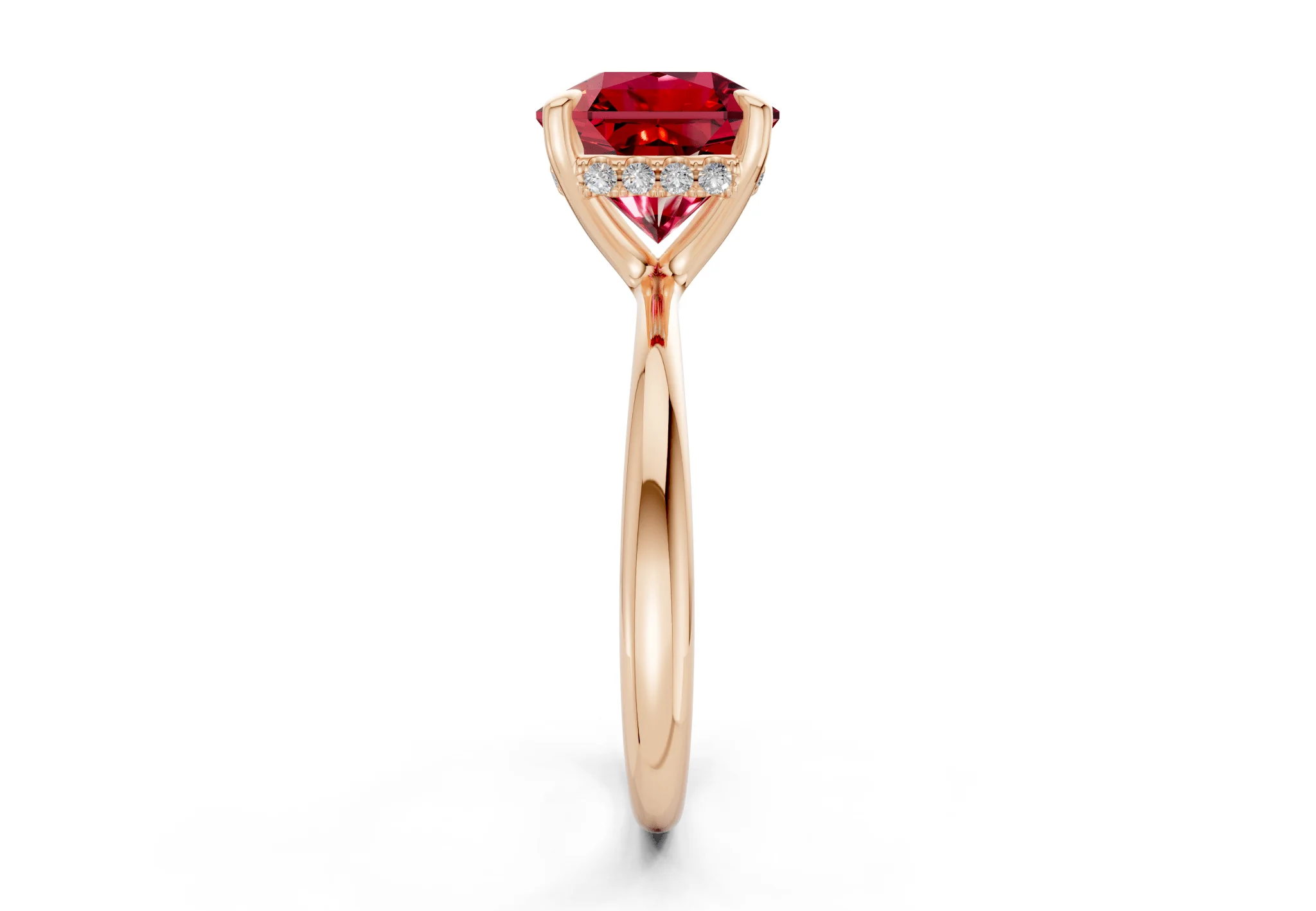 Marlowe Ruby Gemstone Solitaire Radiant Squareuare Cut 1.6mm Engagement Ring - Image 6
