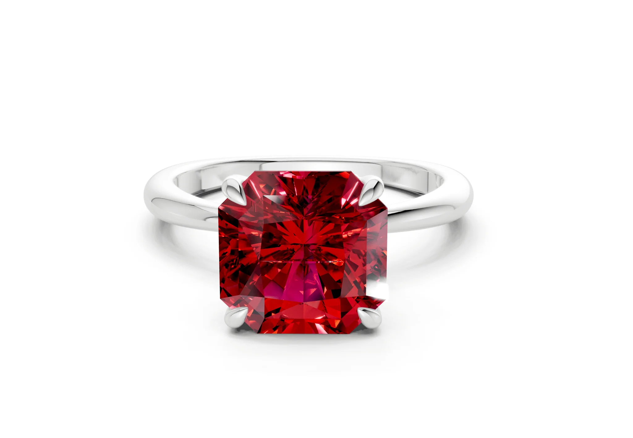 Marlowe Ruby Gemstone Solitaire Radiant Squareuare Cut 1.6mm Engagement Ring - Image 7