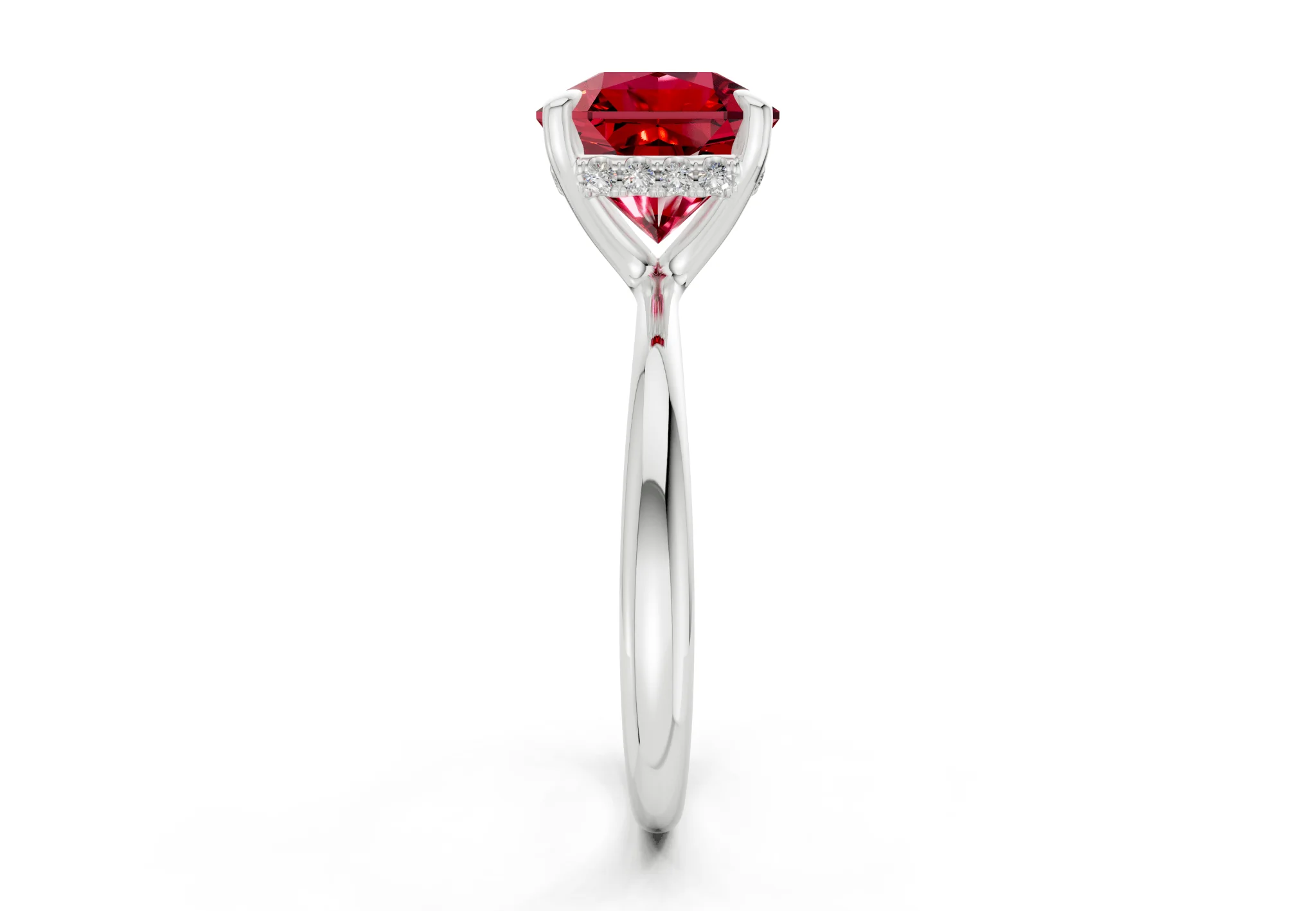 Marlowe Ruby Gemstone Solitaire Radiant Squareuare Cut 1.6mm Engagement Ring - Image 9