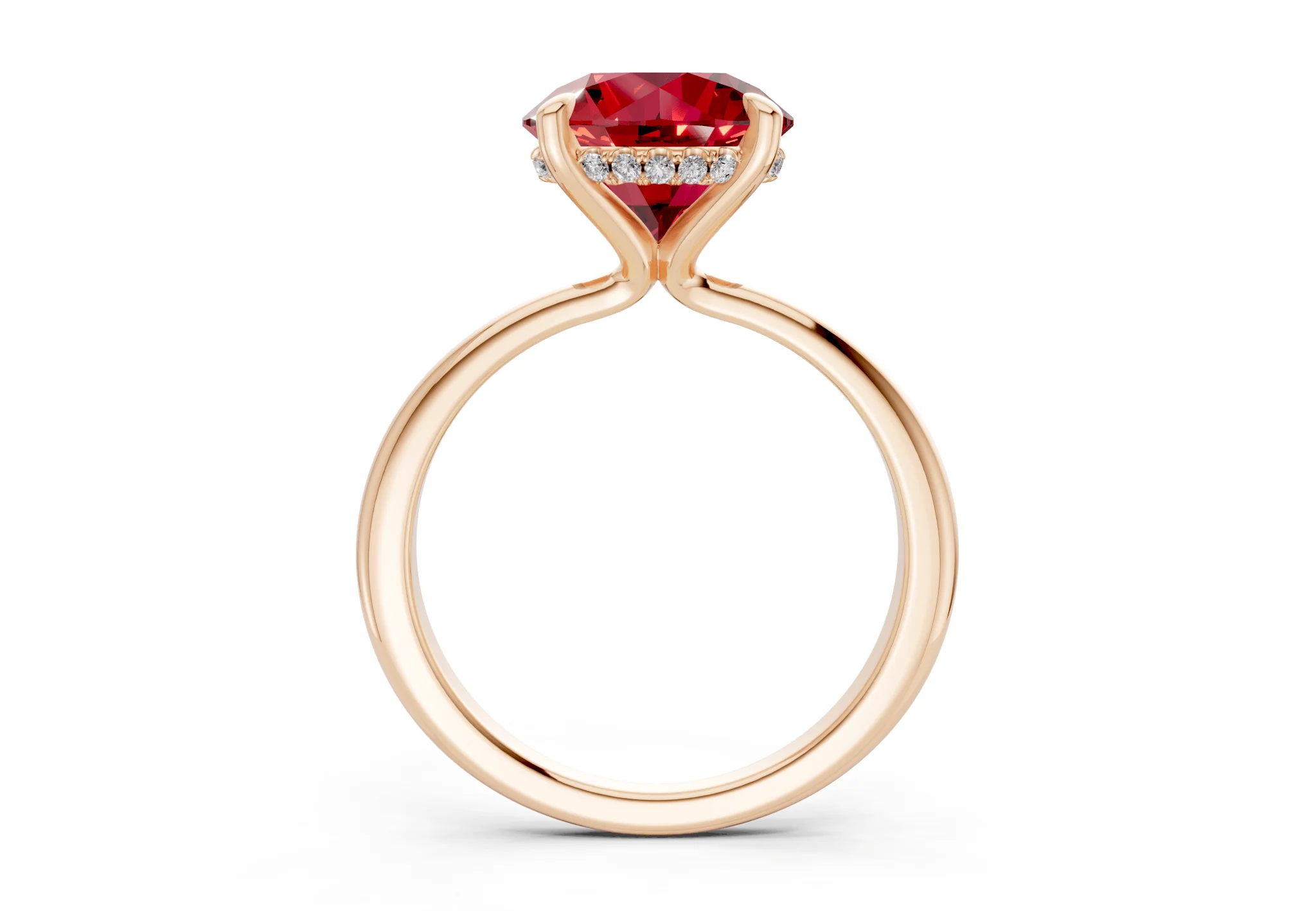 Marlowe Ruby Gemstone Solitaire Round Cut 1.6mm Engagement Ring - Image 5
