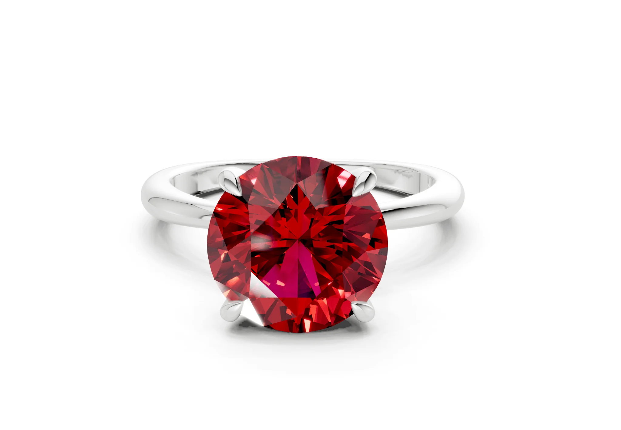 Marlowe Ruby Gemstone Solitaire Round Cut 1.6mm Engagement Ring - Image 7