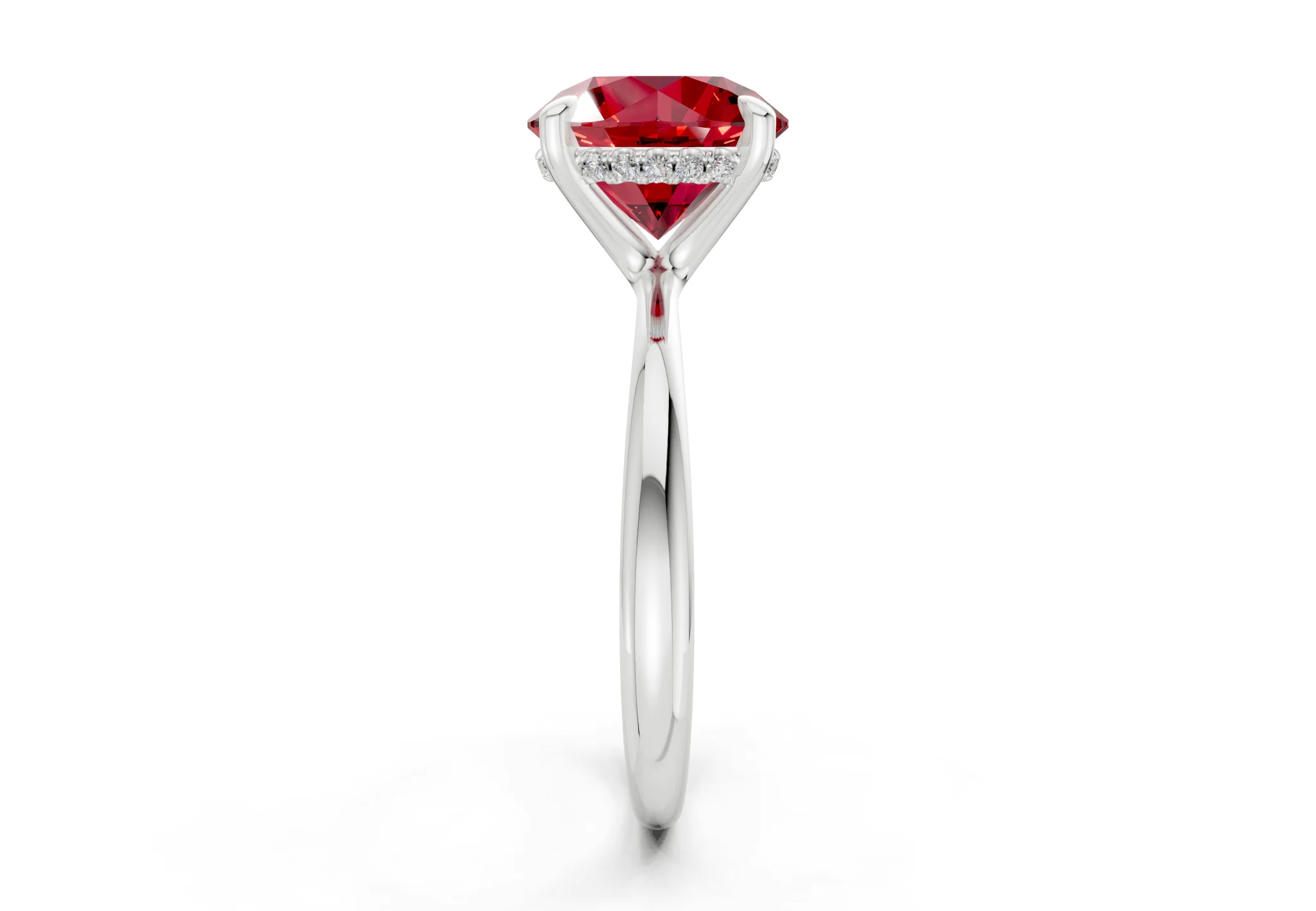 Marlowe Ruby Gemstone Solitaire Round Cut 1.6mm Engagement Ring - Image 9
