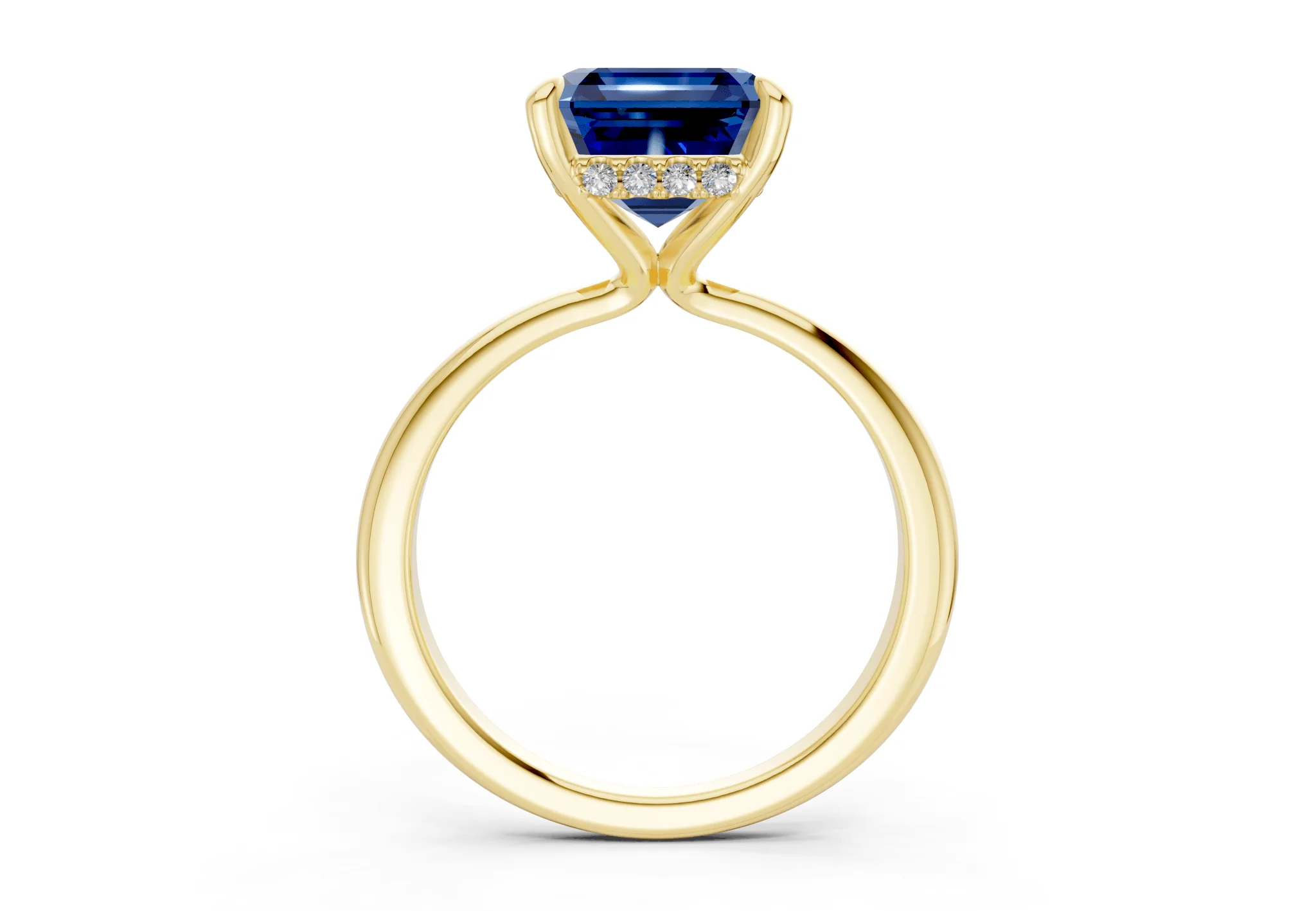 Marlowe Sapphire Gemstone Solitaire Asscher Cut 1.6mm Engagement Ring - Image 2