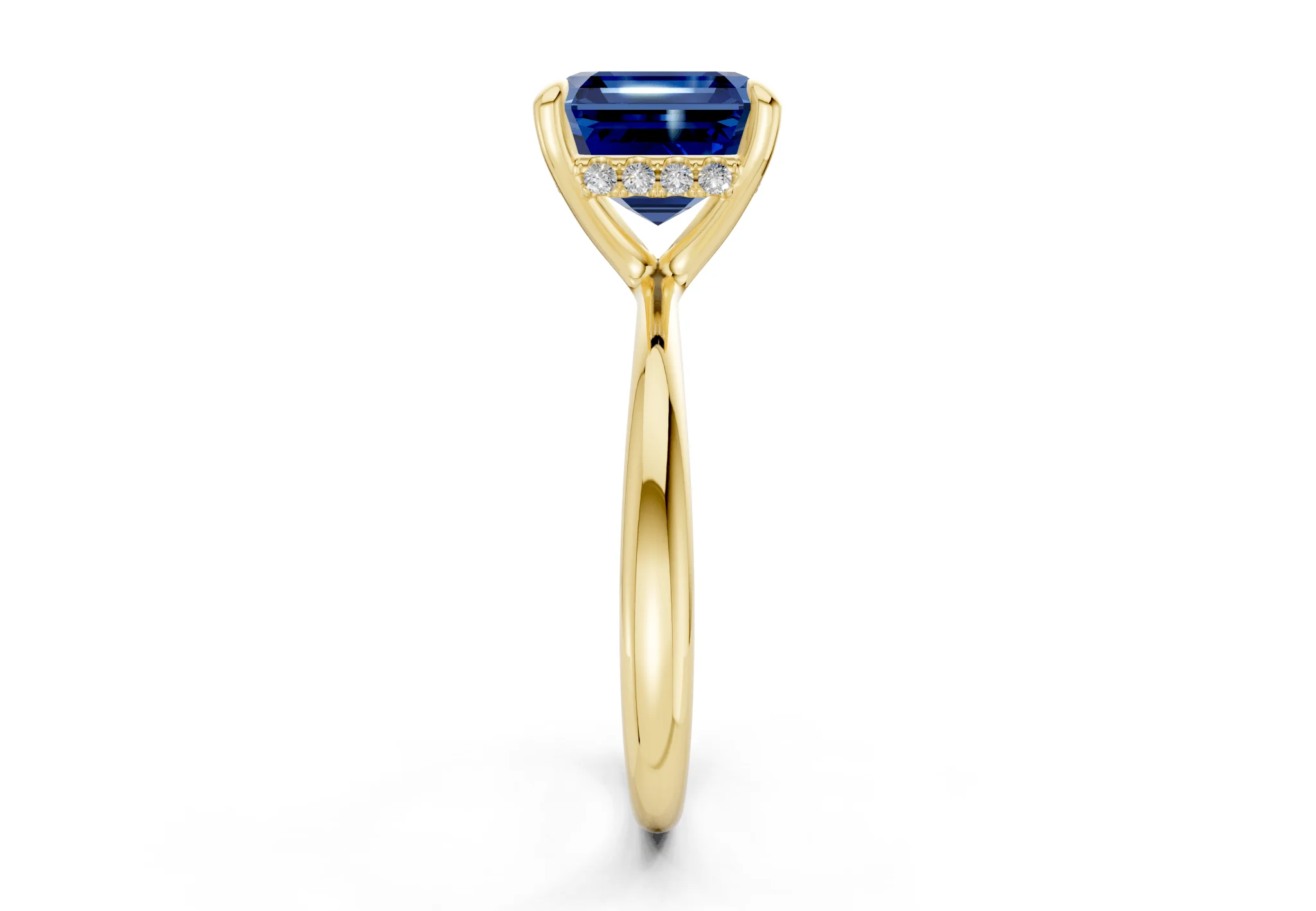 Marlowe Sapphire Gemstone Solitaire Asscher Cut 1.6mm Engagement Ring - Image 3