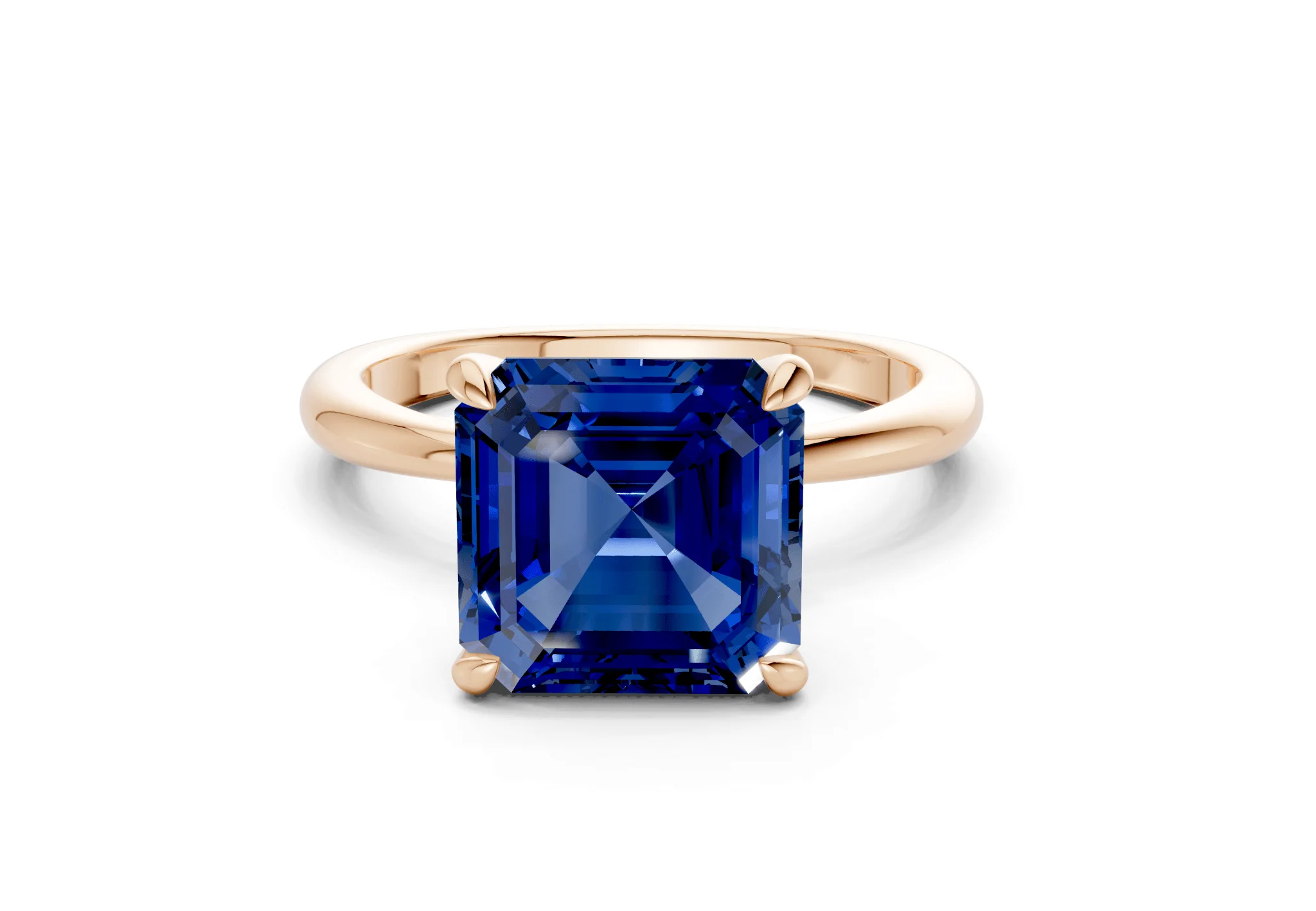 Marlowe Sapphire Gemstone Solitaire Asscher Cut 1.6mm Engagement Ring - Image 4