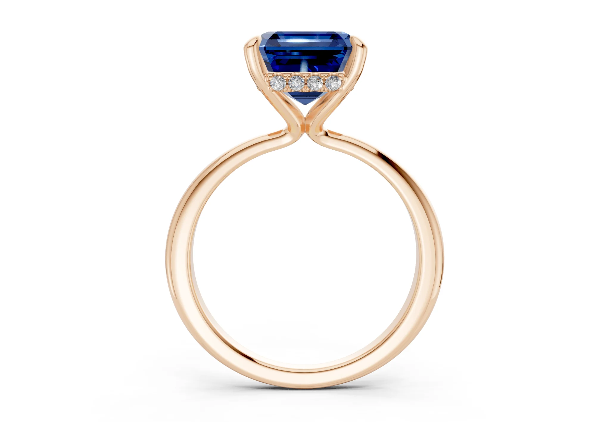 Marlowe Sapphire Gemstone Solitaire Asscher Cut 1.6mm Engagement Ring - Image 5