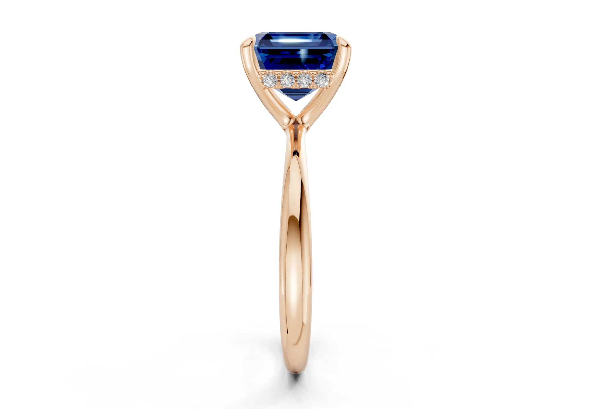 Marlowe Sapphire Gemstone Solitaire Asscher Cut 1.6mm Engagement Ring - Image 6