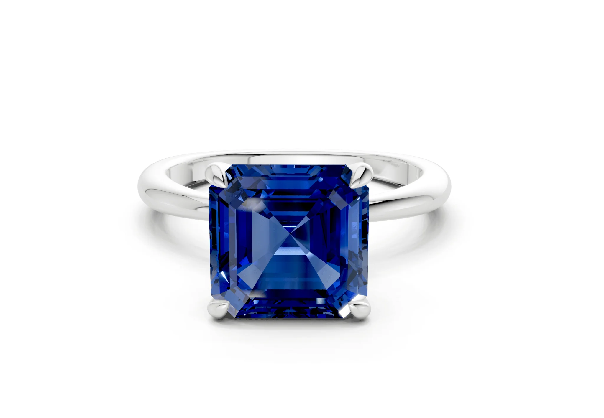 Marlowe Sapphire Gemstone Solitaire Asscher Cut 1.6mm Engagement Ring - Image 7