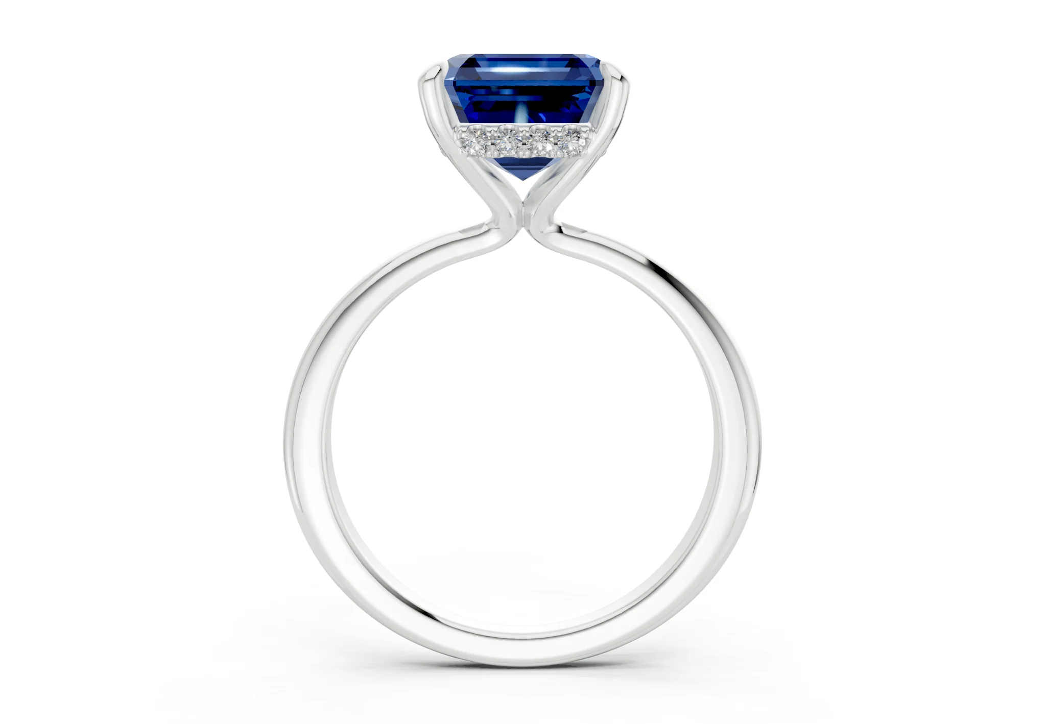 Marlowe Sapphire Gemstone Solitaire Asscher Cut 1.6mm Engagement Ring - Image 8