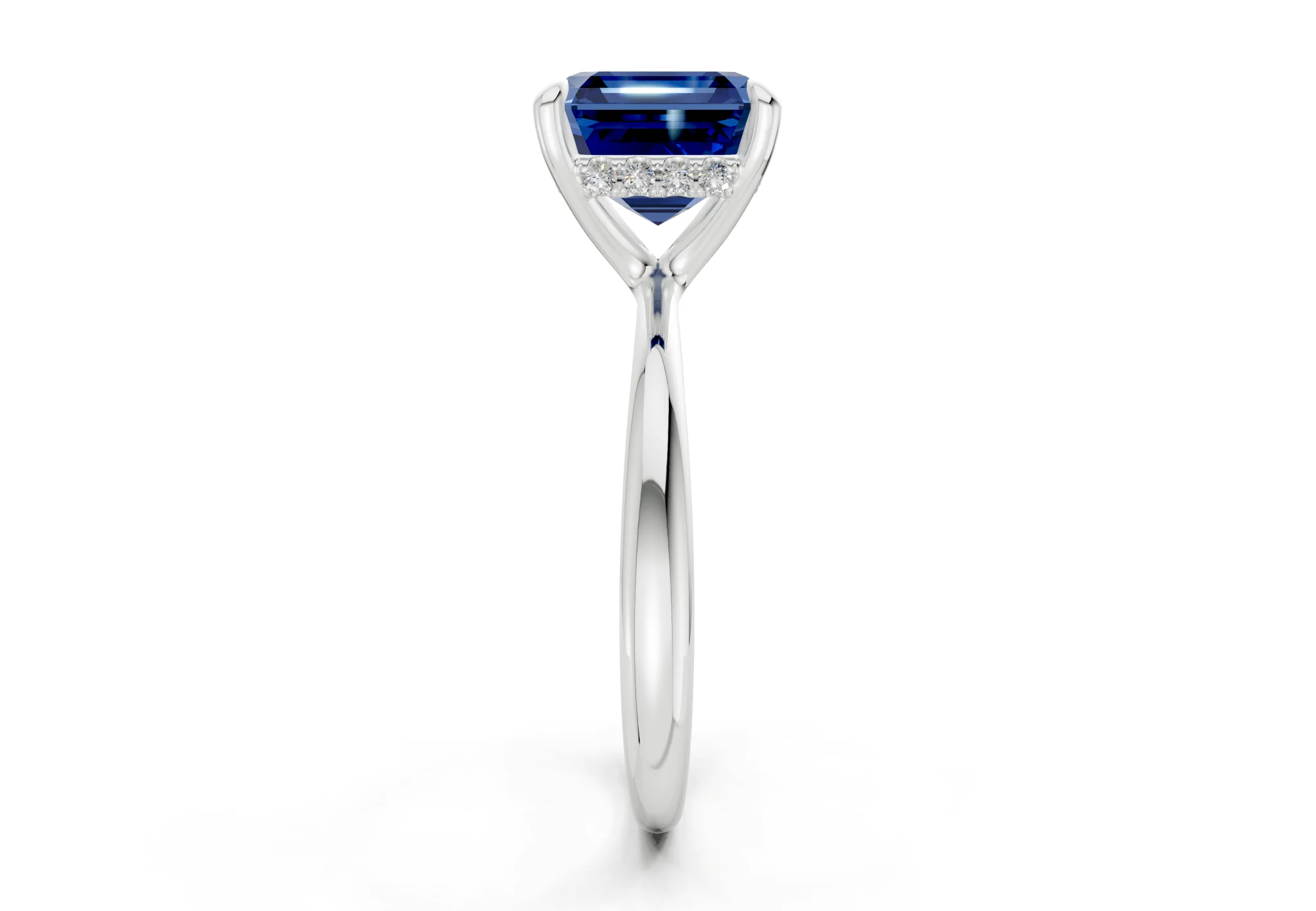 Marlowe Sapphire Gemstone Solitaire Asscher Cut 1.6mm Engagement Ring - Image 9