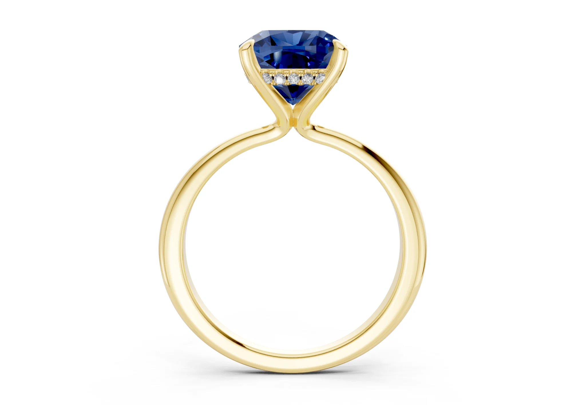 Marlowe Sapphire Gemstone Solitaire Cushion Squareuare Cut 1.6mm Engagement Ring - Image 2
