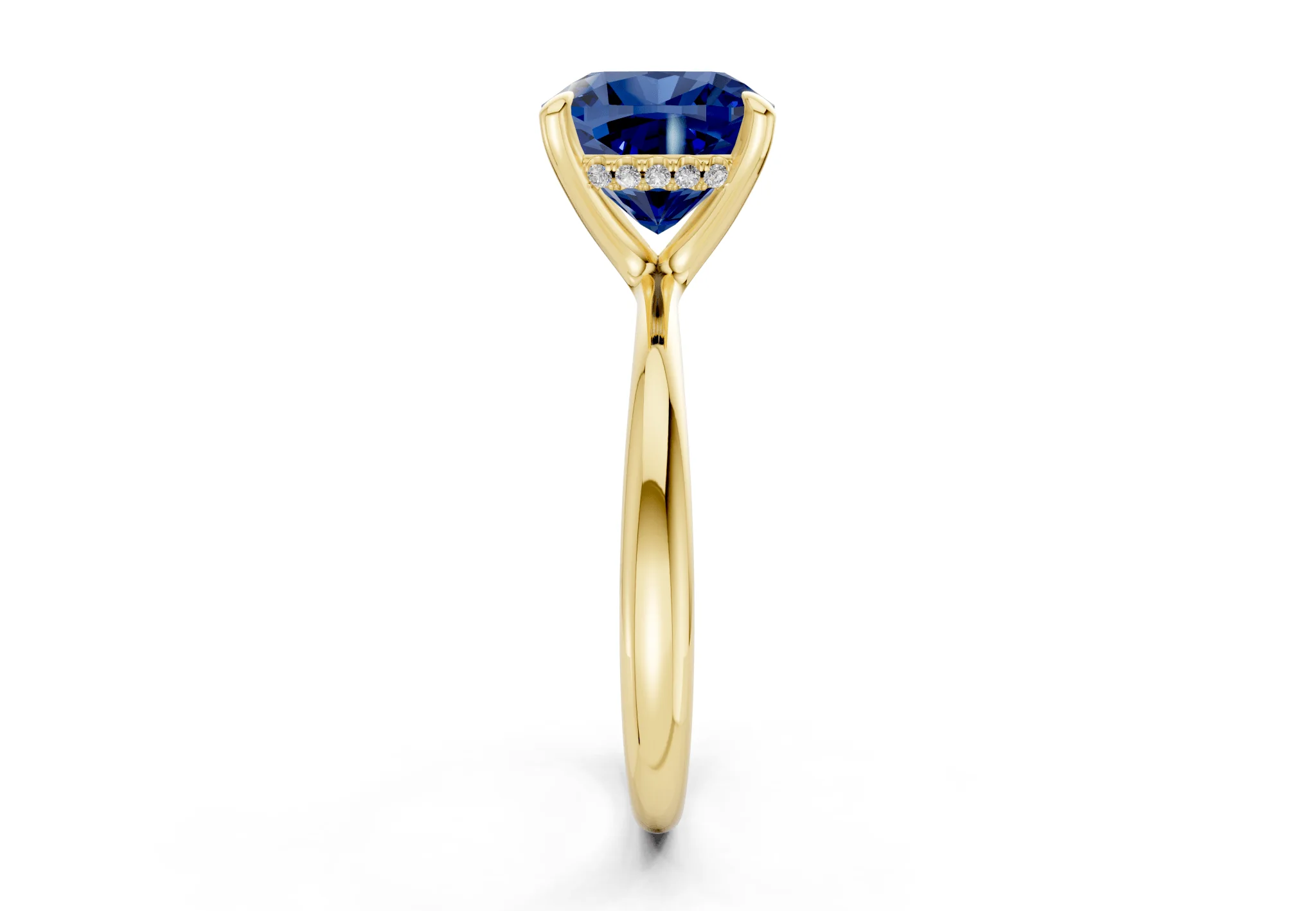 Marlowe Sapphire Gemstone Solitaire Cushion Squareuare Cut 1.6mm Engagement Ring - Image 3