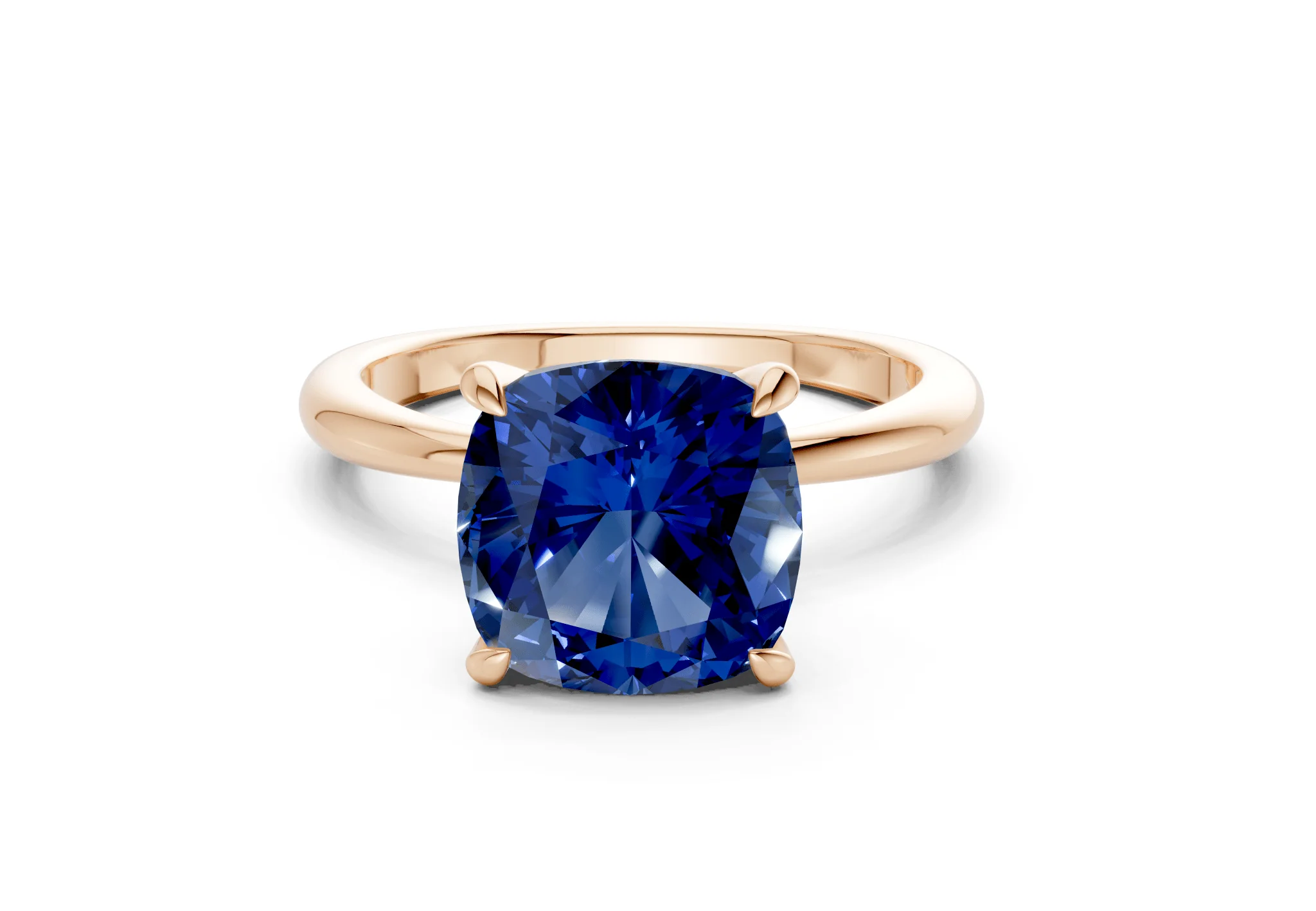 Marlowe Sapphire Gemstone Solitaire Cushion Squareuare Cut 1.6mm Engagement Ring - Image 4