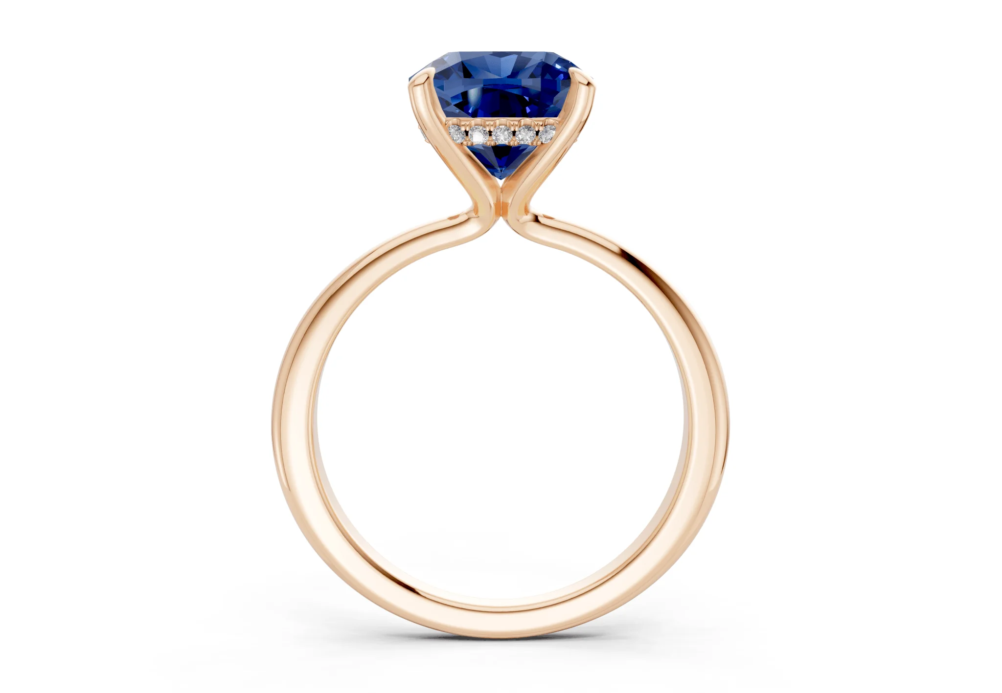 Marlowe Sapphire Gemstone Solitaire Cushion Squareuare Cut 1.6mm Engagement Ring - Image 5