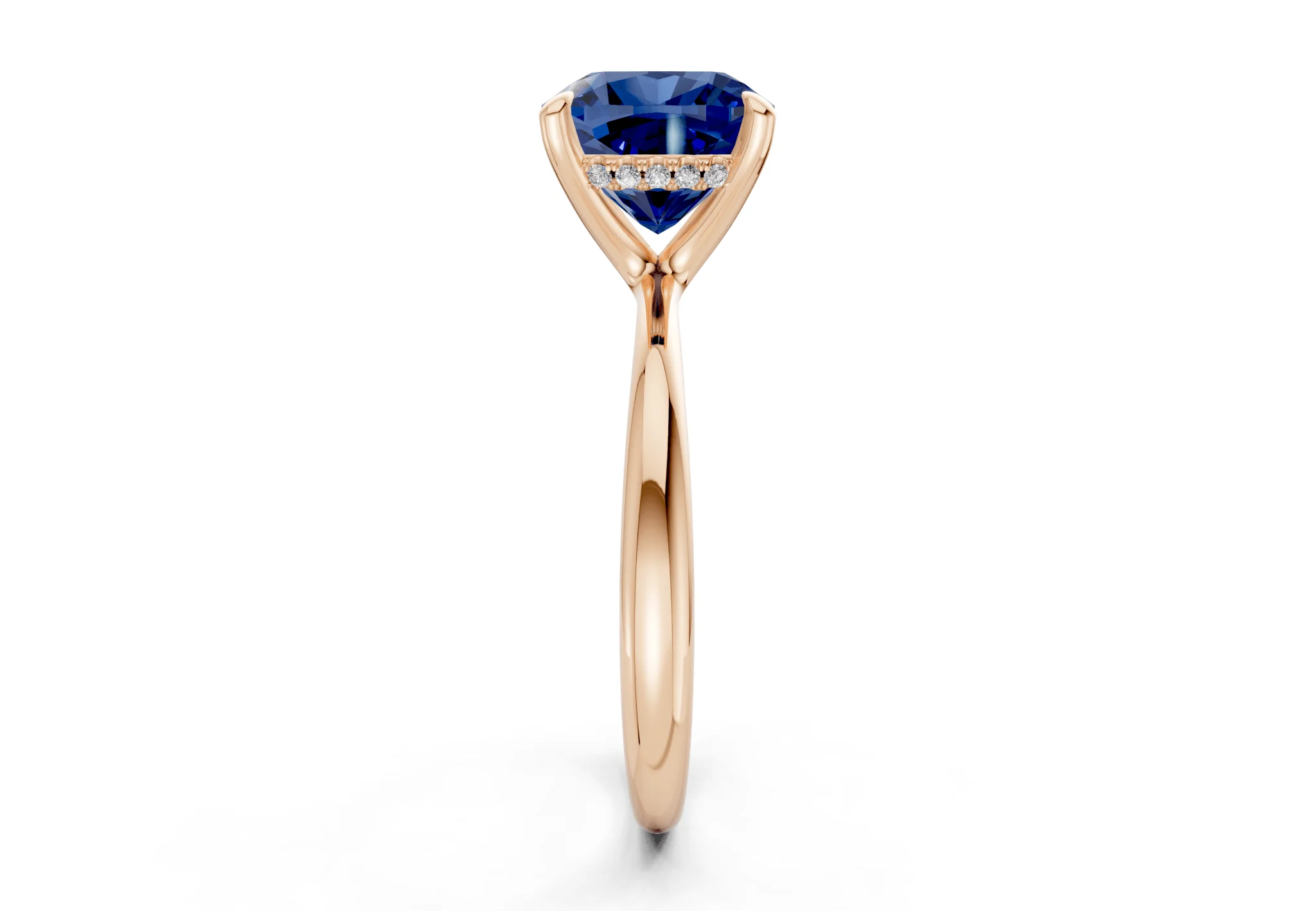Marlowe Sapphire Gemstone Solitaire Cushion Squareuare Cut 1.6mm Engagement Ring - Image 6