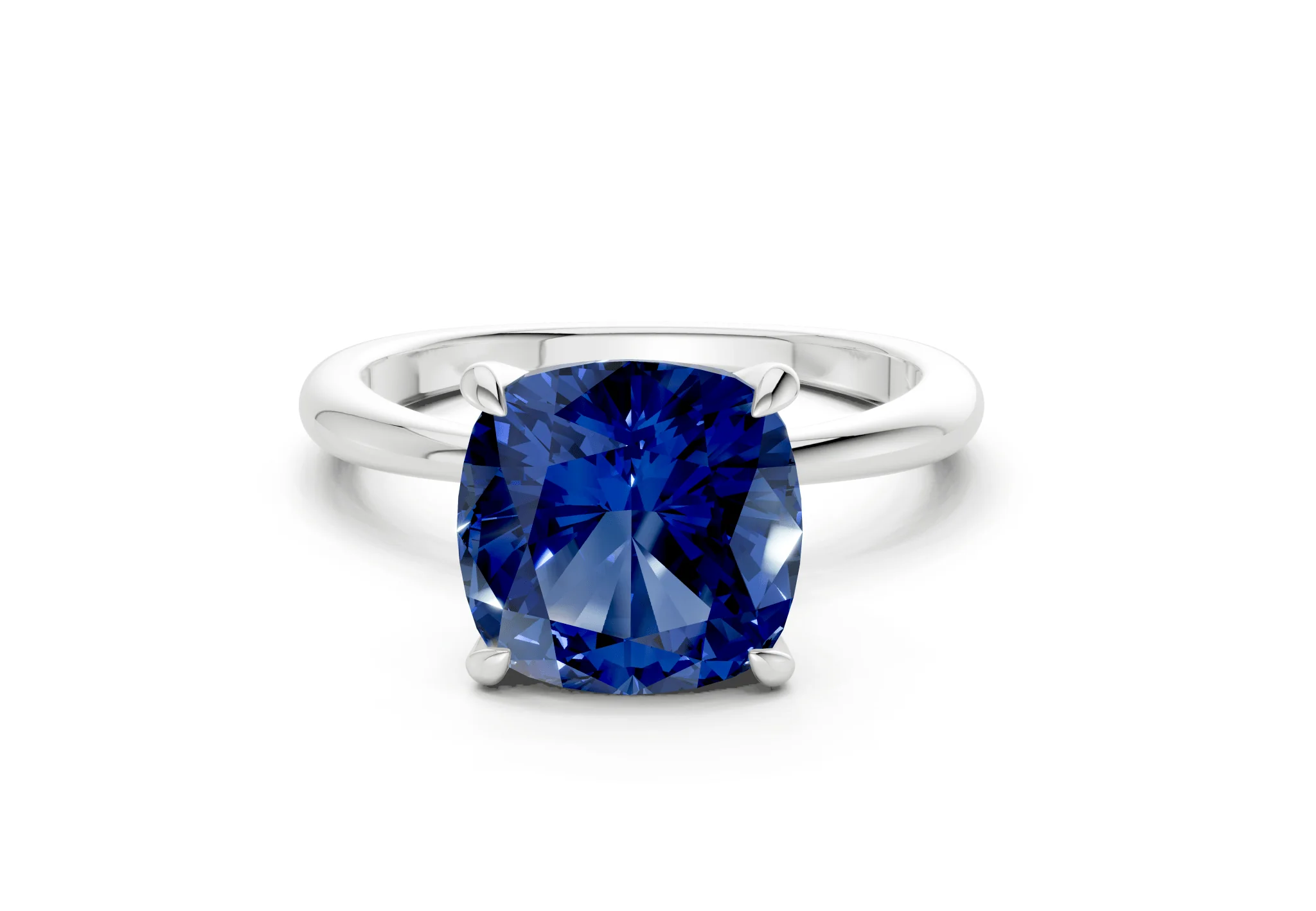 Marlowe Sapphire Gemstone Solitaire Cushion Squareuare Cut 1.6mm Engagement Ring - Image 7