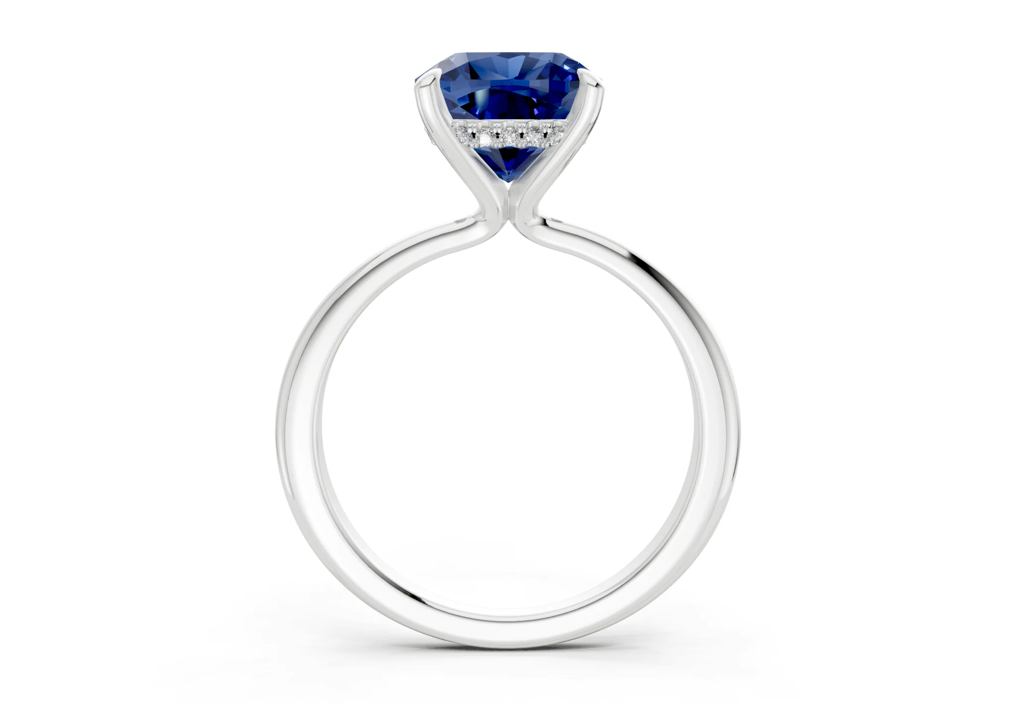 Marlowe Sapphire Gemstone Solitaire Cushion Squareuare Cut 1.6mm Engagement Ring - Image 8