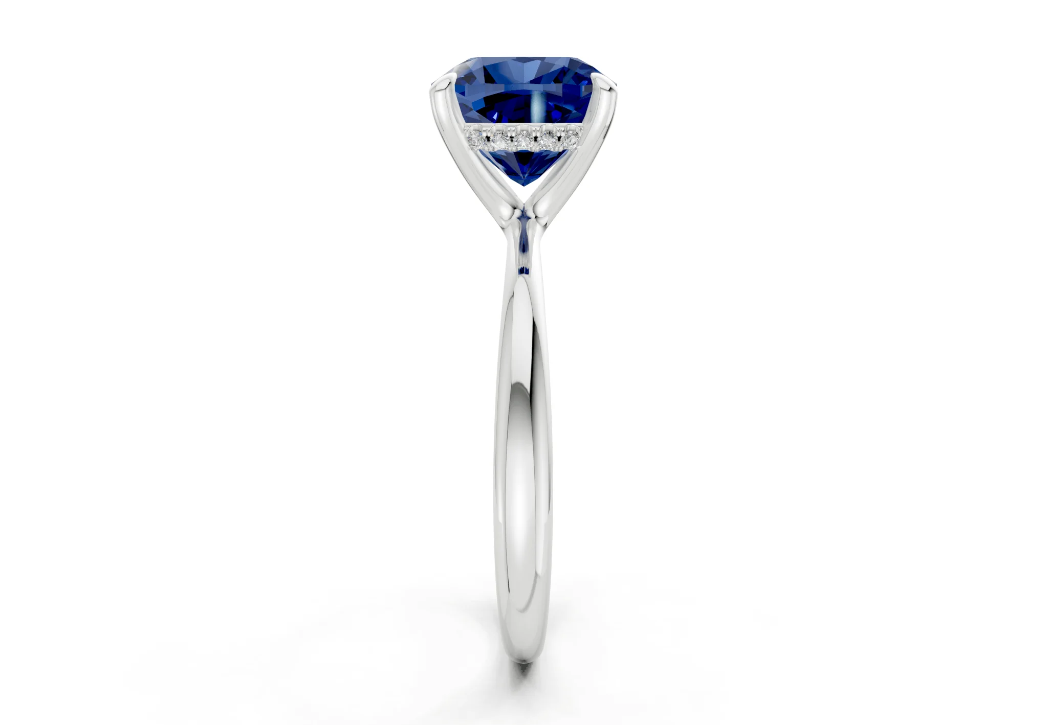 Marlowe Sapphire Gemstone Solitaire Cushion Squareuare Cut 1.6mm Engagement Ring - Image 9