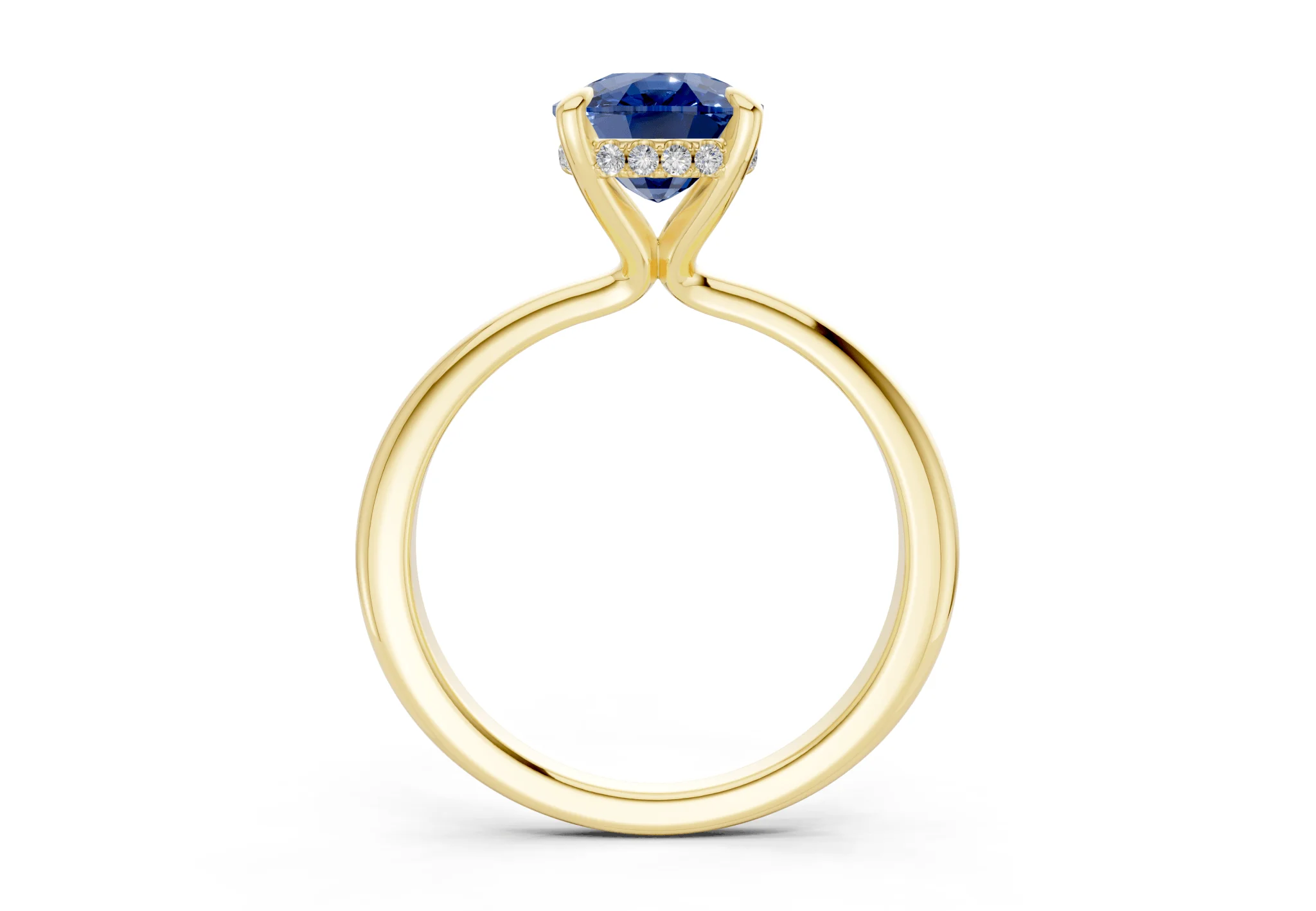 Marlowe Sapphire Gemstone Solitaire Elongated Cushion Cut 1.6mm Engagement Ring - Image 2