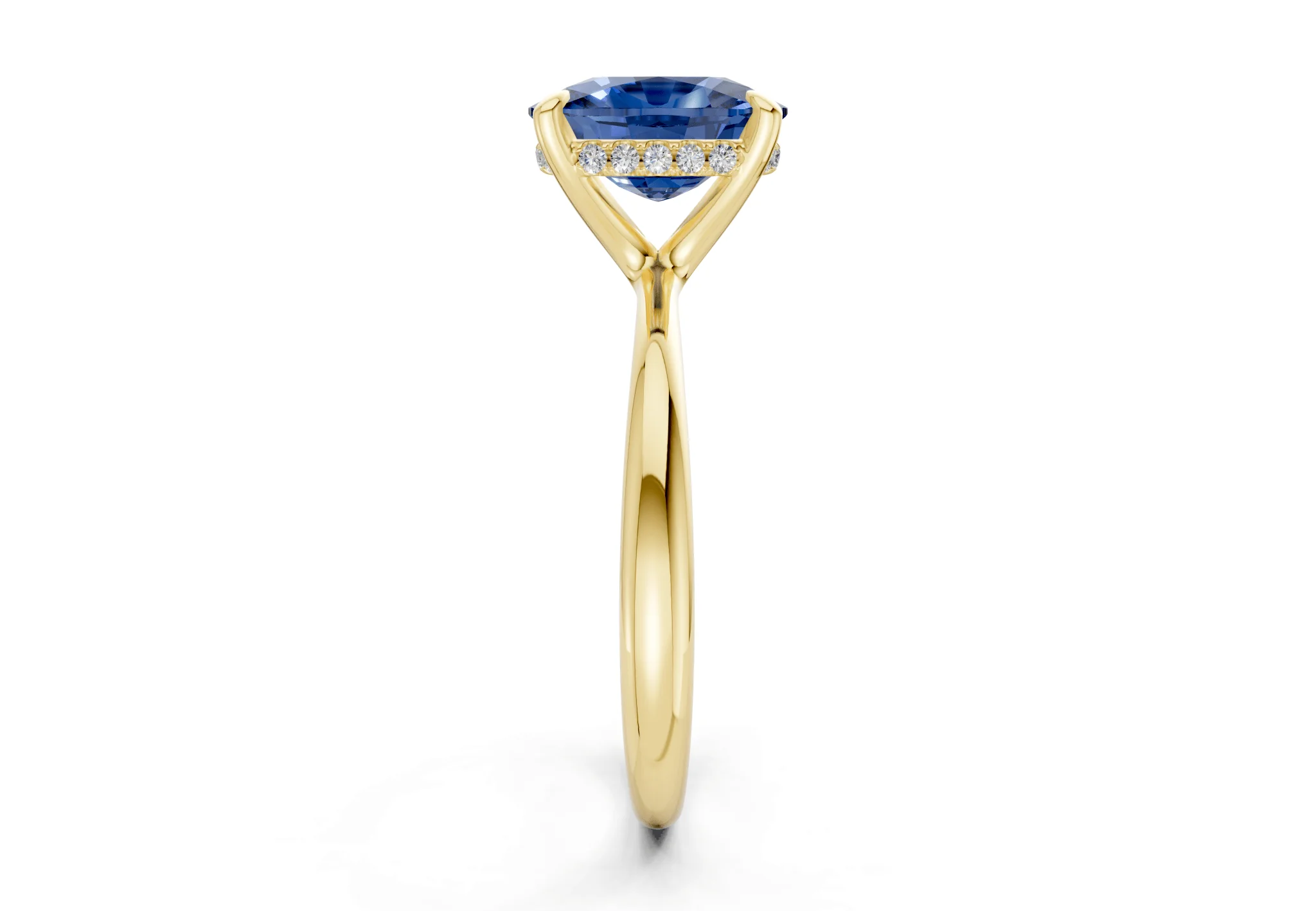 Marlowe Sapphire Gemstone Solitaire Elongated Cushion Cut 1.6mm Engagement Ring - Image 3