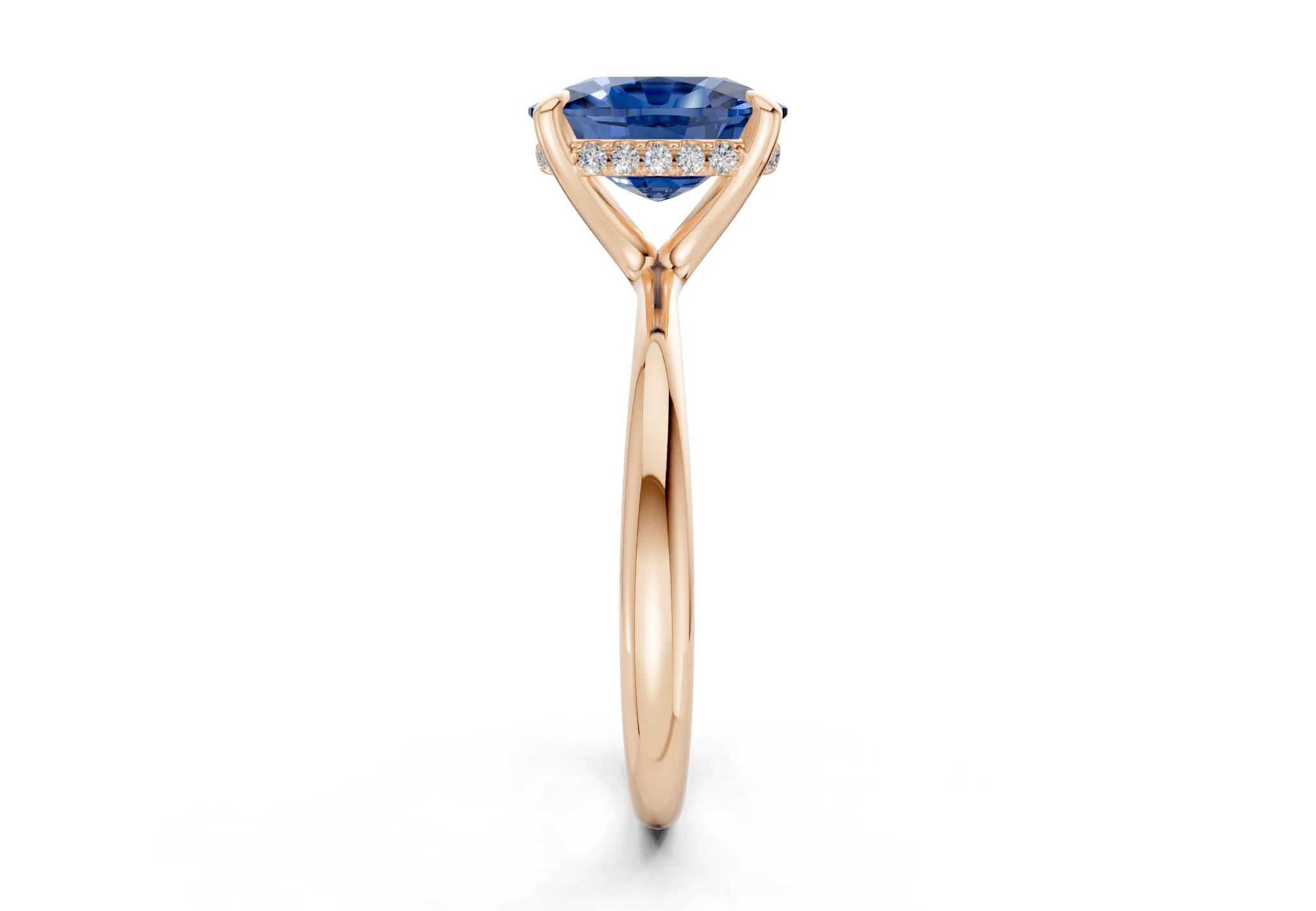 Marlowe Sapphire Gemstone Solitaire Elongated Cushion Cut 1.6mm Engagement Ring - Image 6