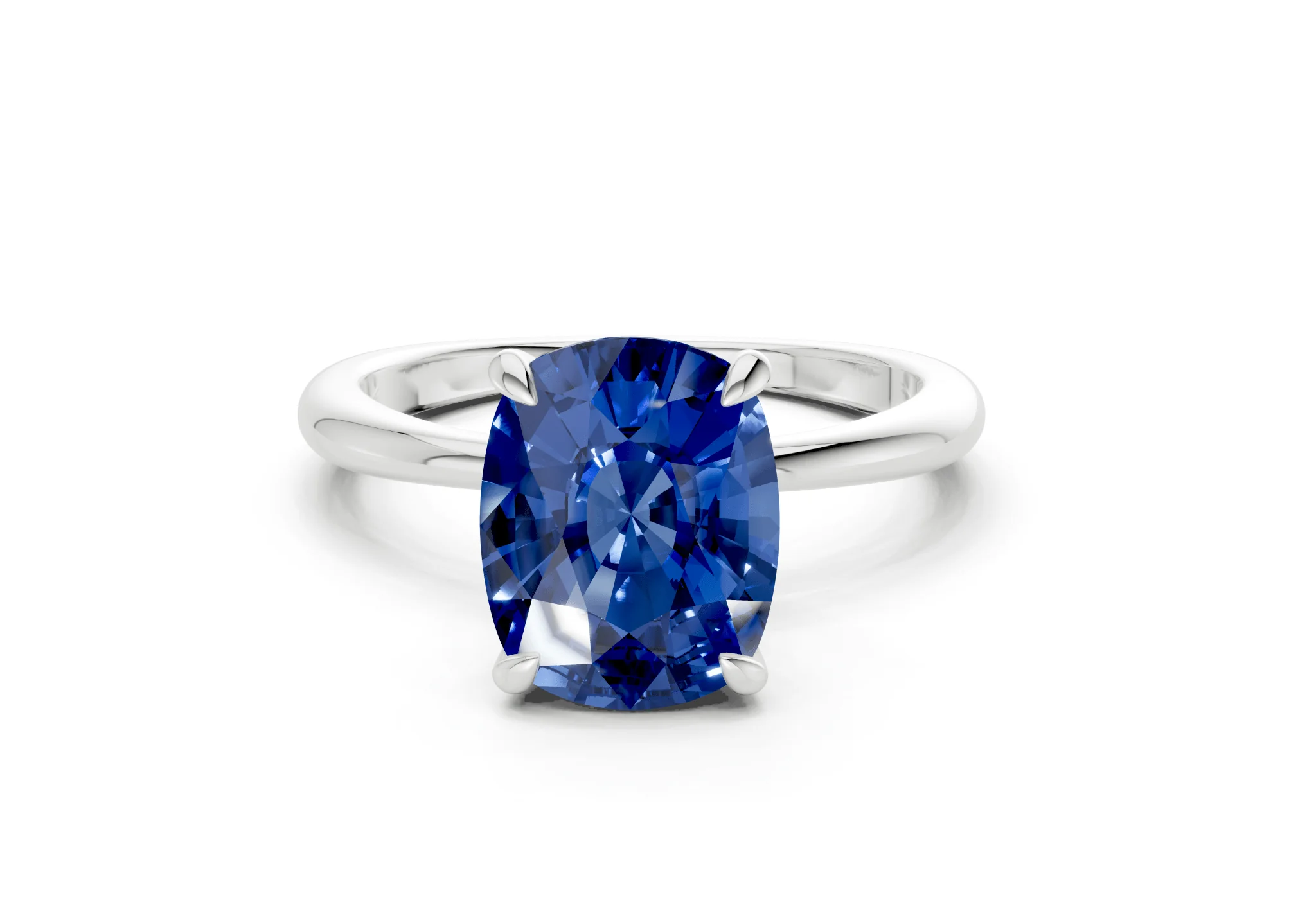 Marlowe Sapphire Gemstone Solitaire Elongated Cushion Cut 1.6mm Engagement Ring - Image 7