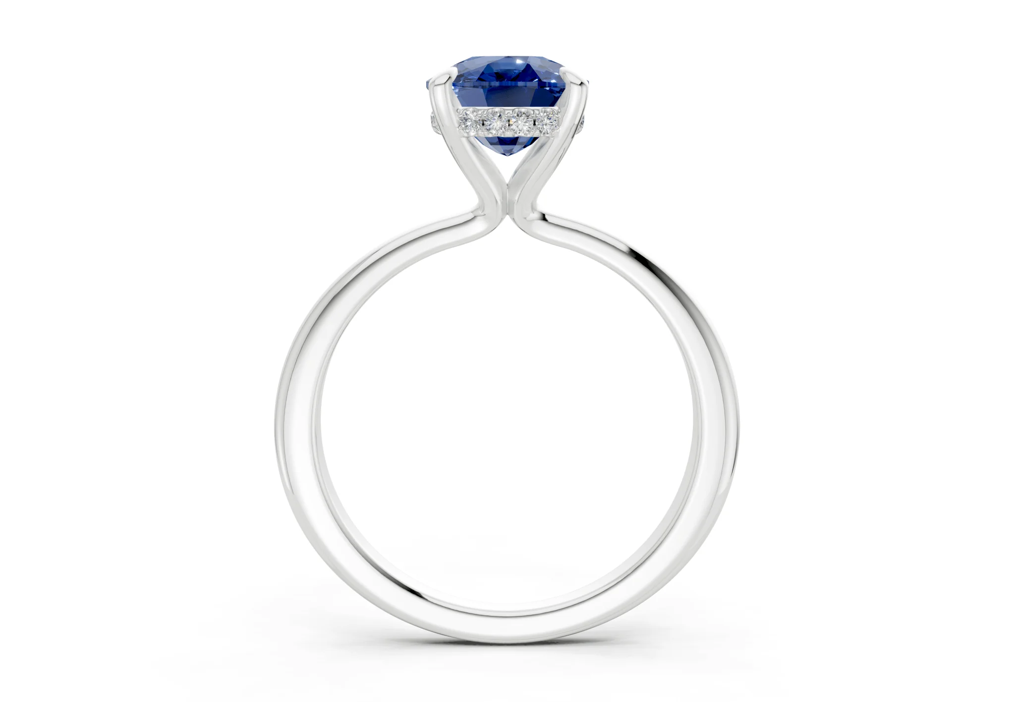 Marlowe Sapphire Gemstone Solitaire Elongated Cushion Cut 1.6mm Engagement Ring - Image 8