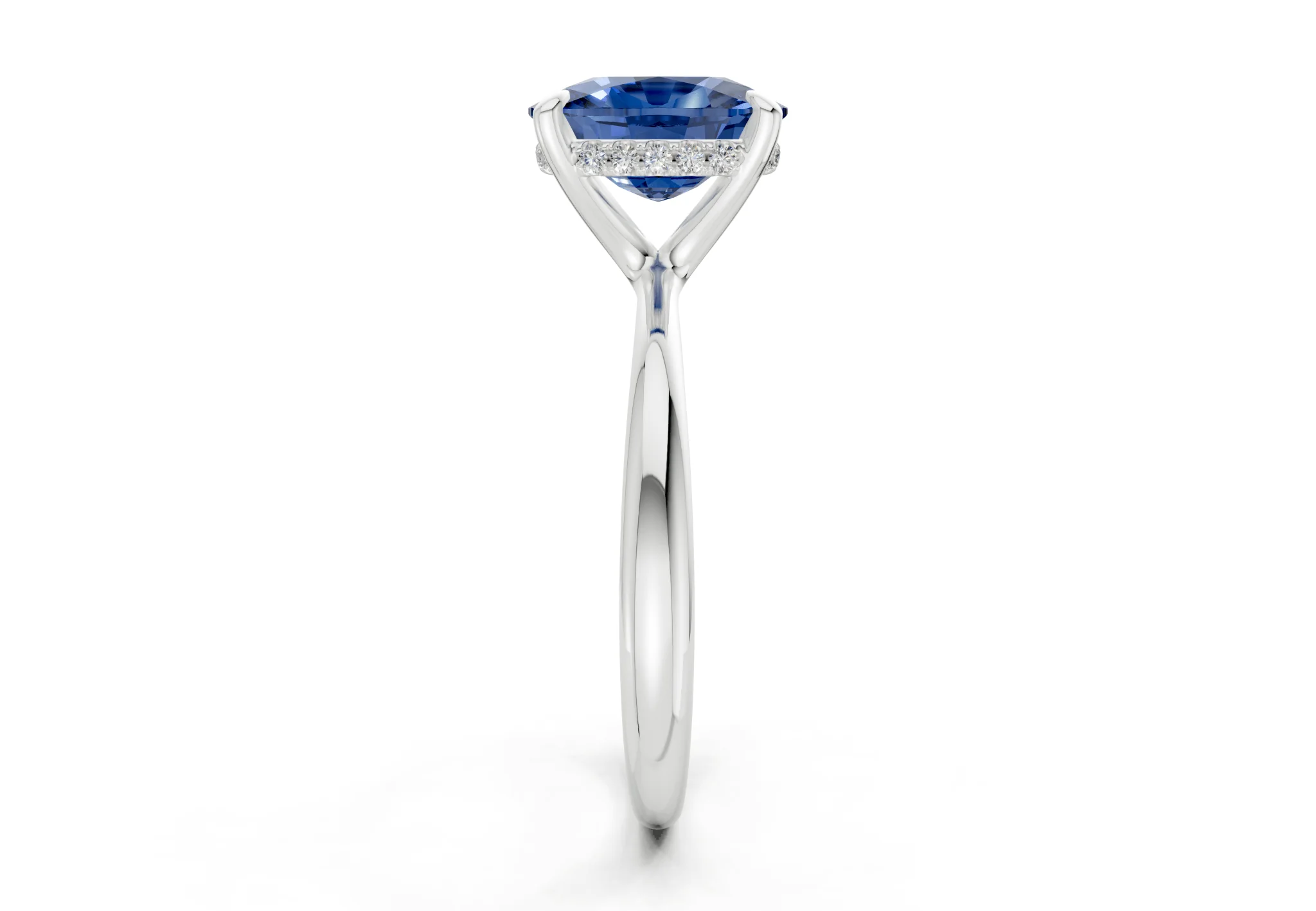 Marlowe Sapphire Gemstone Solitaire Elongated Cushion Cut 1.6mm Engagement Ring - Image 9