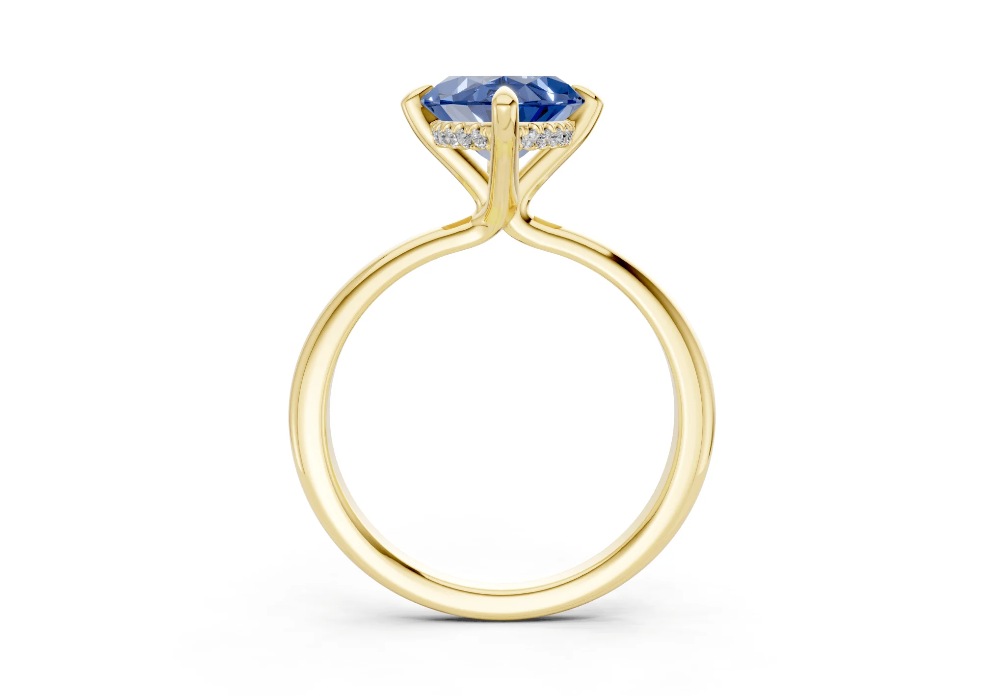 Marlowe Sapphire Gemstone Solitaire Marquise Cut 1.6mm Engagement Ring - Image 2