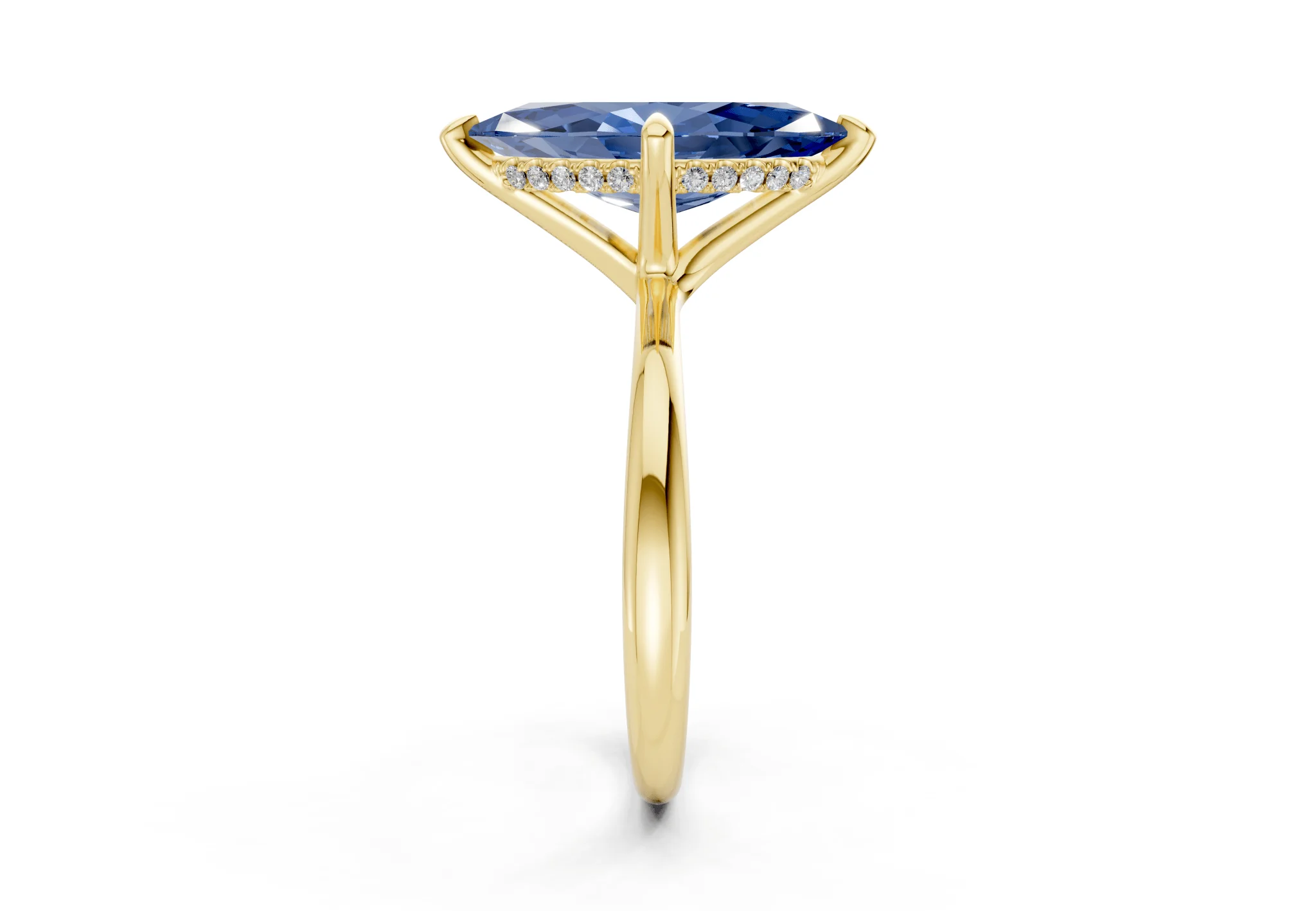 Marlowe Sapphire Gemstone Solitaire Marquise Cut 1.6mm Engagement Ring - Image 3