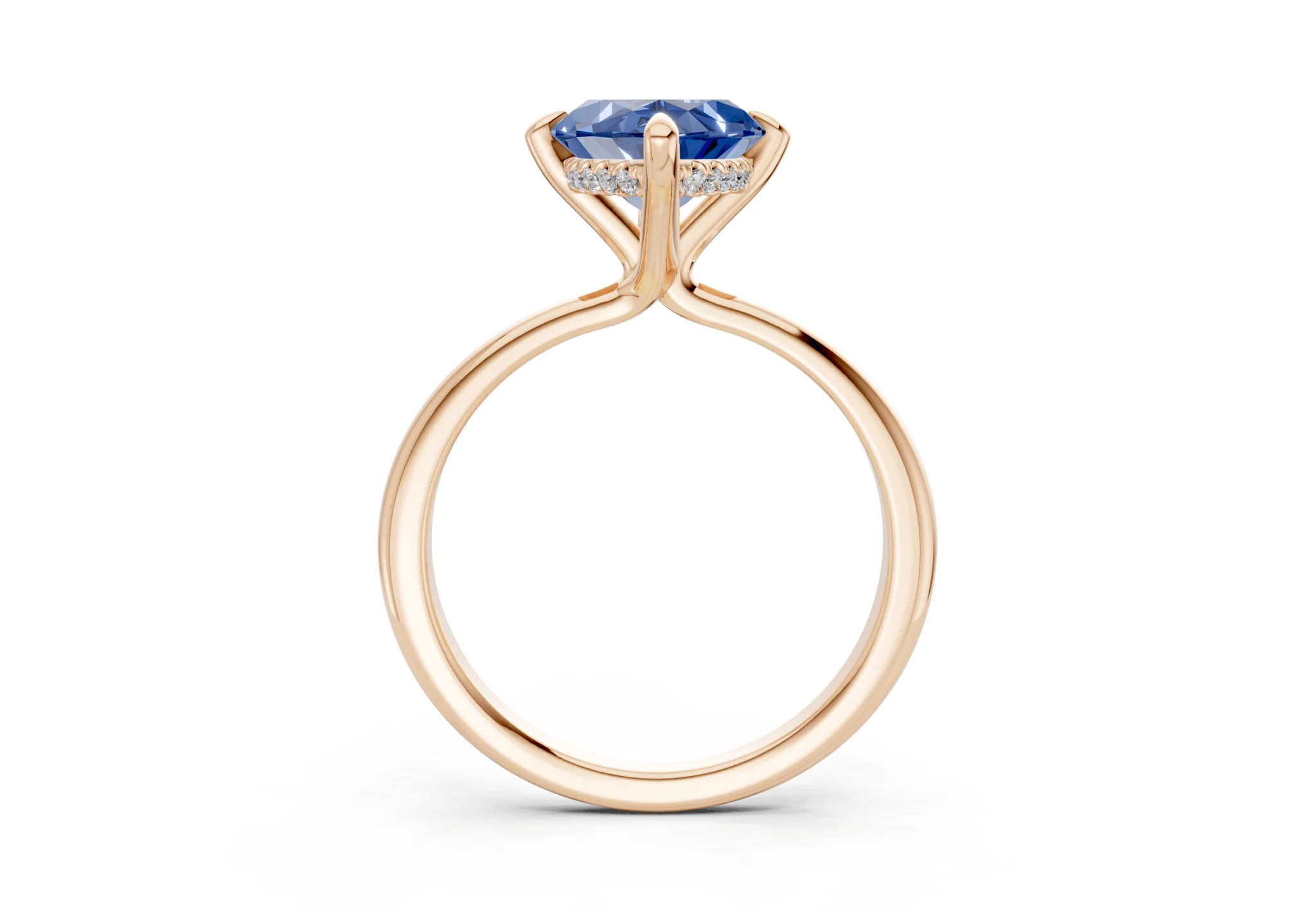 Marlowe Sapphire Gemstone Solitaire Marquise Cut 1.6mm Engagement Ring - Image 5