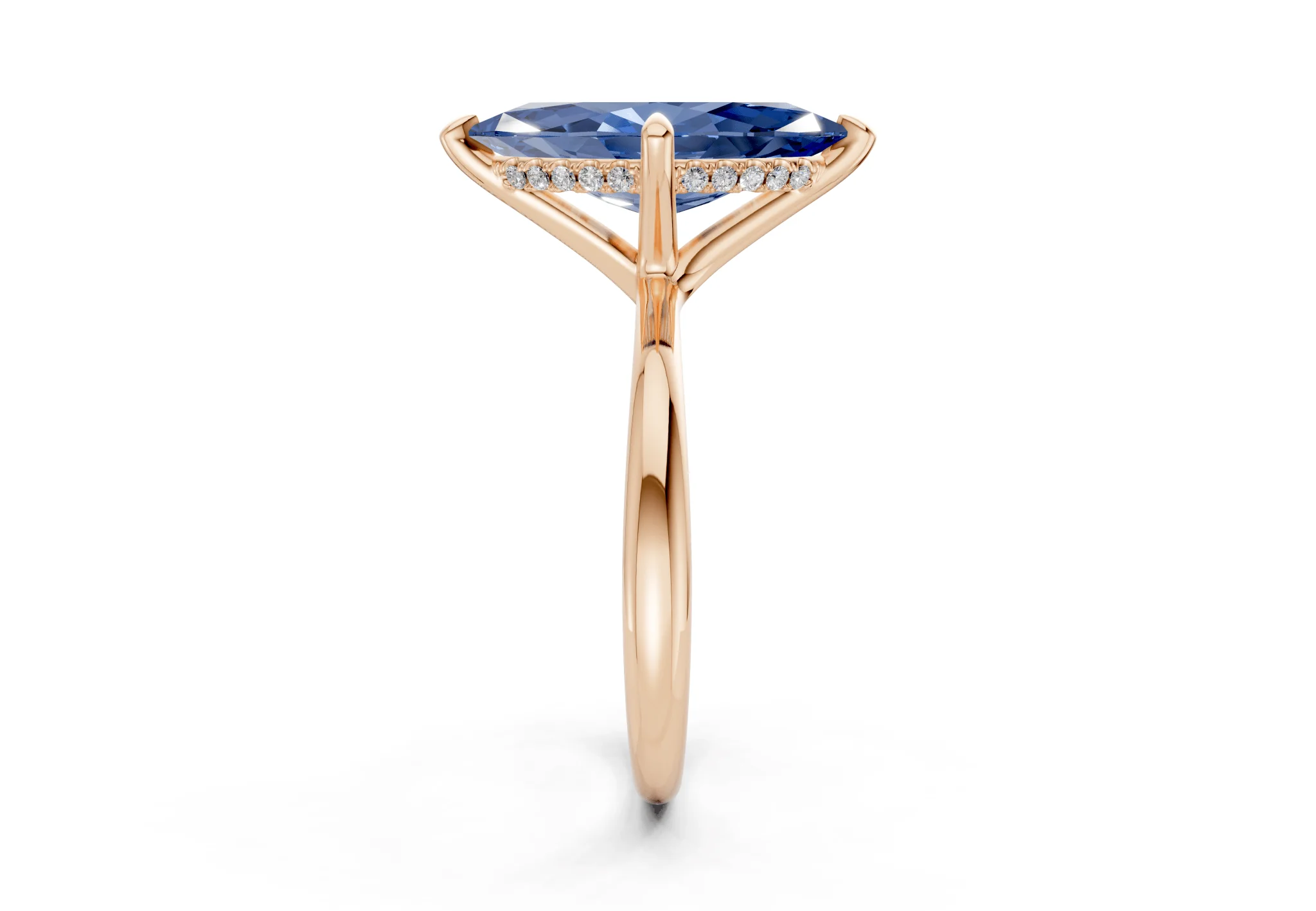 Marlowe Sapphire Gemstone Solitaire Marquise Cut 1.6mm Engagement Ring - Image 6