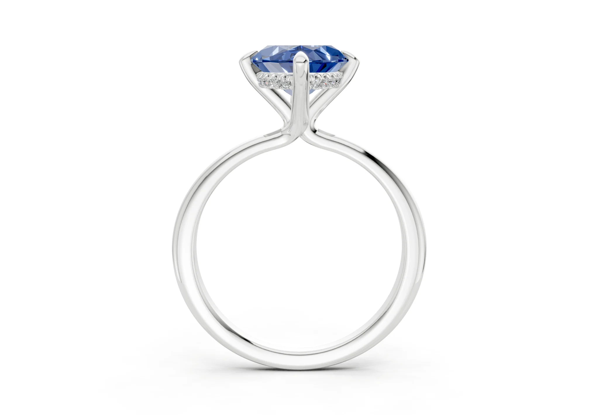 Marlowe Sapphire Gemstone Solitaire Marquise Cut 1.6mm Engagement Ring - Image 8